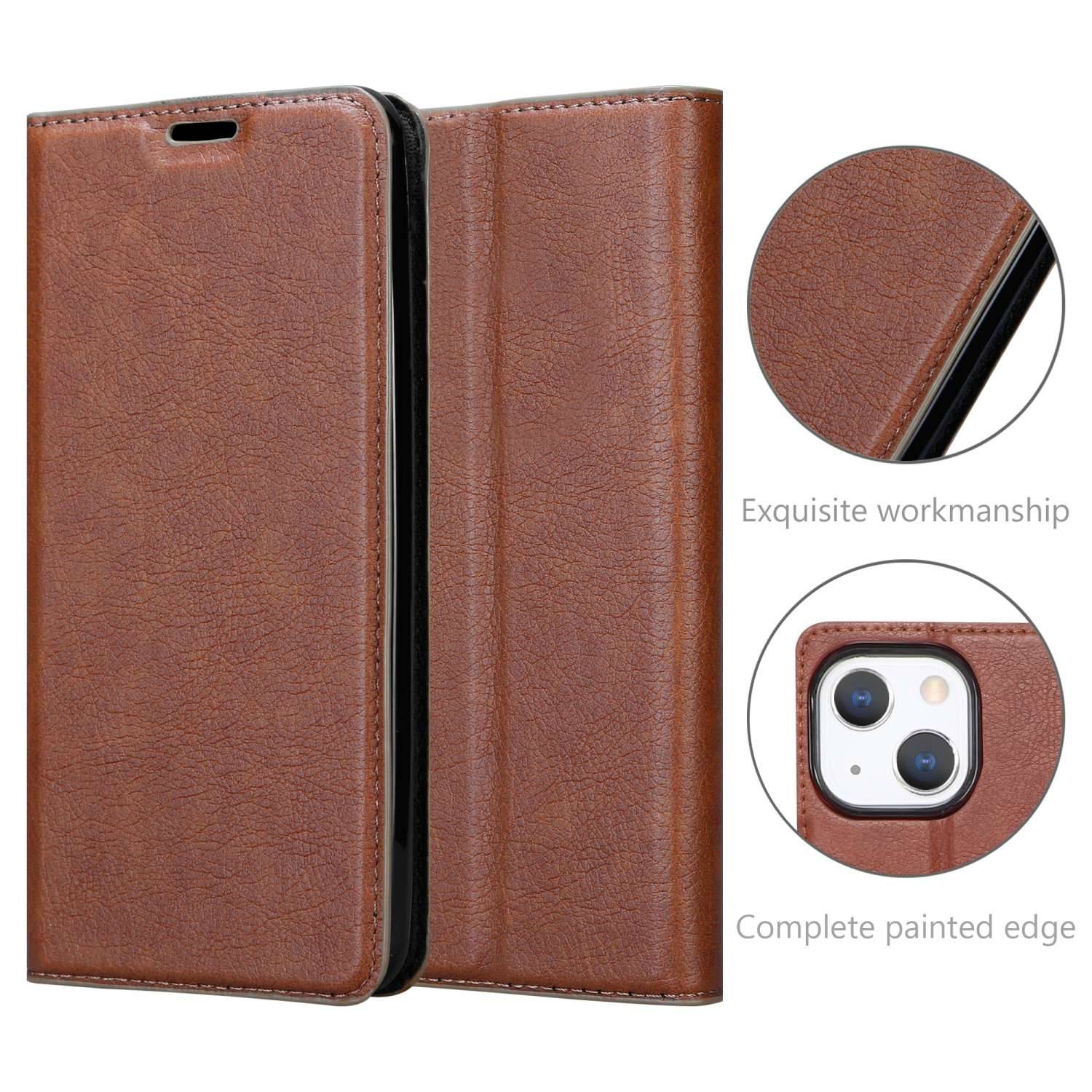 Cadorabo Hülle für Apple iPhone 13 MINI Schutz Hülle in Braun Handyhülle Etui Case Cover Magnetverschluss