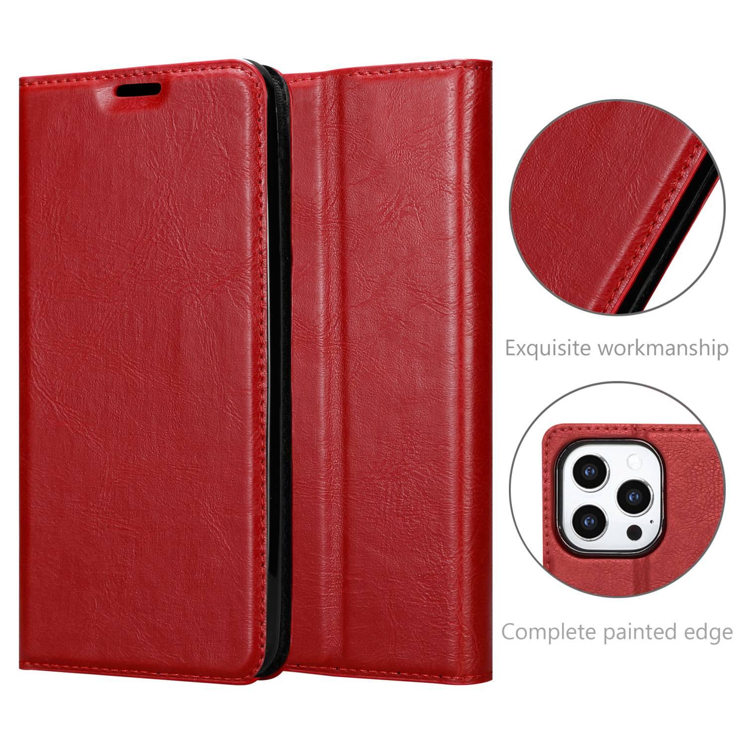 Cadorabo Hülle für Apple iPhone 13 PRO Schutz Hülle in Rot Handyhülle Etui Case Cover Magnetverschluss