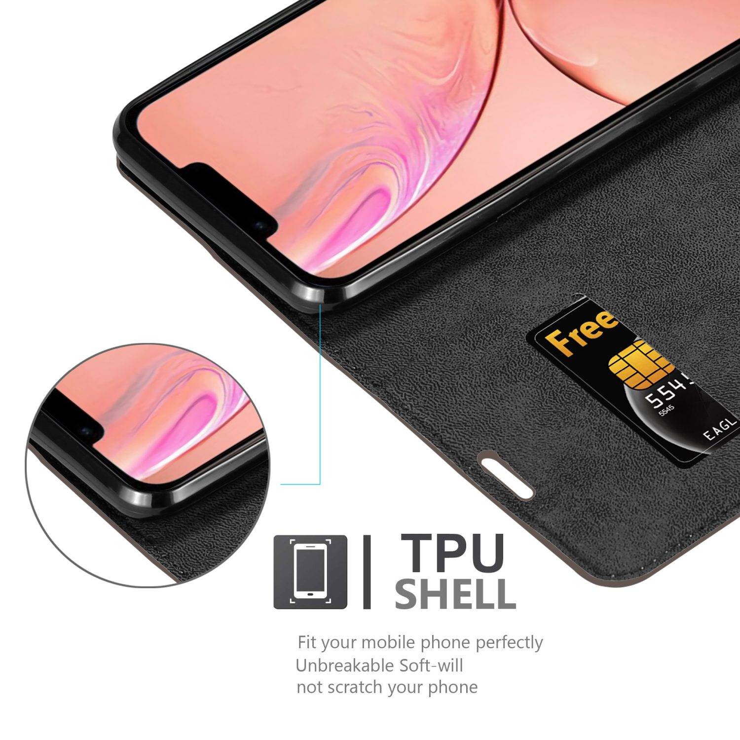 Cadorabo Hülle für Apple iPhone 13 PRO Schutz Hülle in Braun Handyhülle Etui Case Cover Magnetverschluss