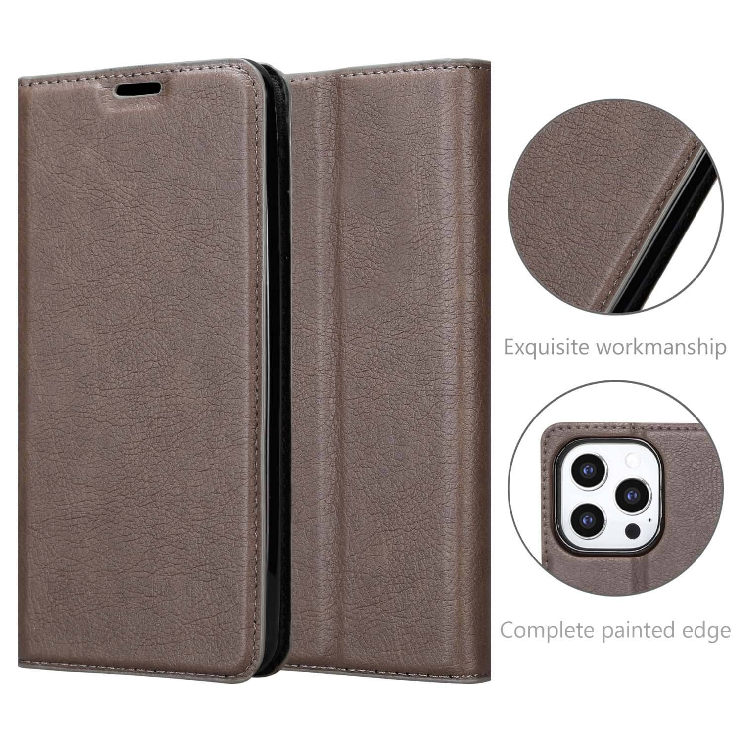 Cadorabo Hülle für Apple iPhone 13 PRO Schutz Hülle in Braun Handyhülle Etui Case Cover Magnetverschluss