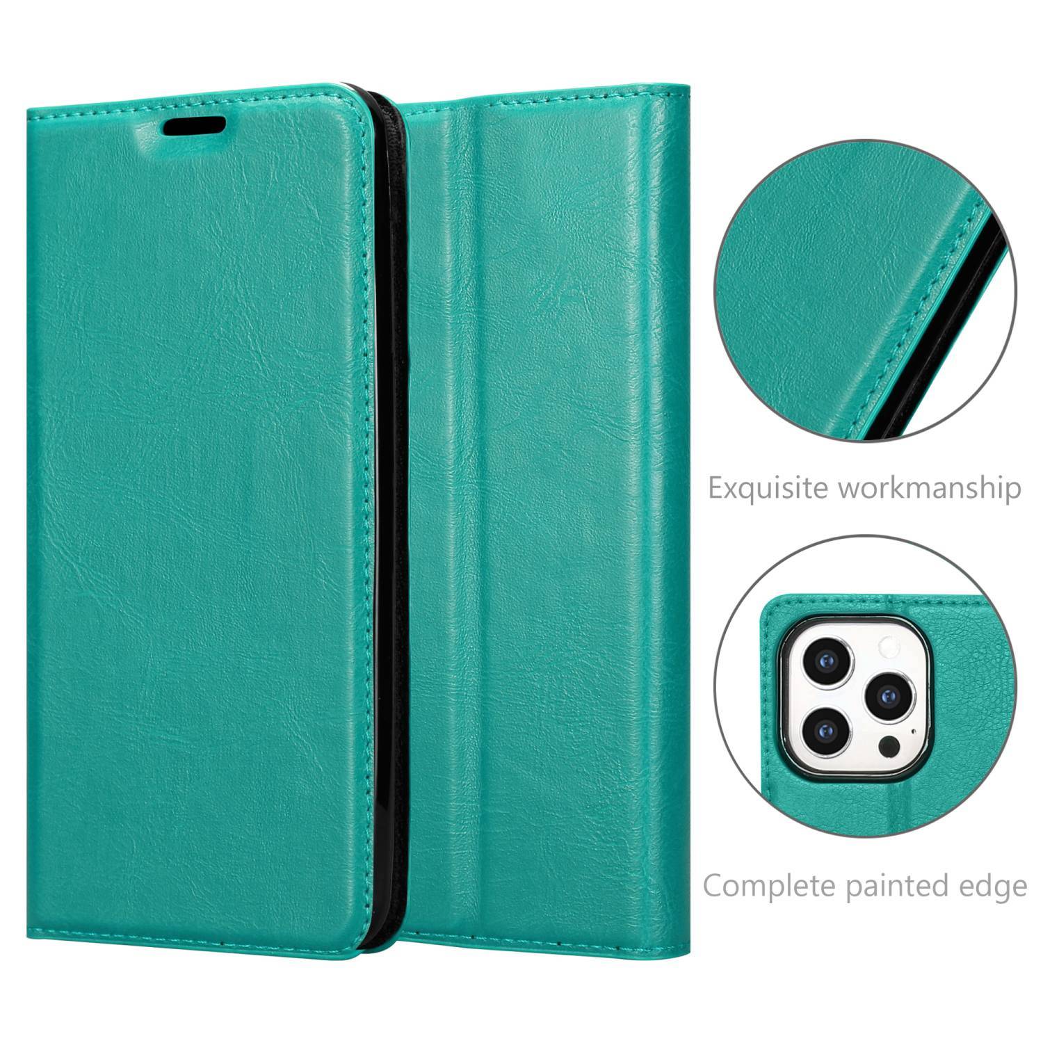 Cadorabo Hülle für Apple iPhone 13 PRO Schutz Hülle in Türkis Handyhülle Etui Case Cover Magnetverschluss