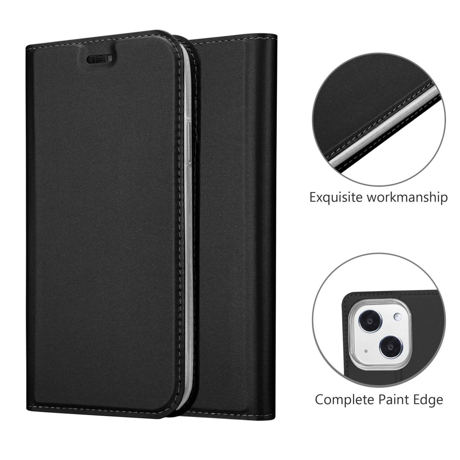 Cadorabo Handyhülle für Apple iPhone 13 MINI Schutz Hülle in Schwarz Cover Etui Book Case Booklet