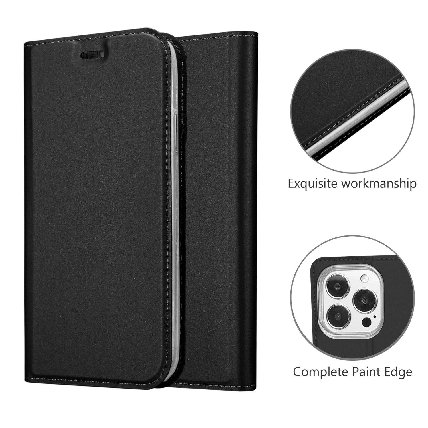 Cadorabo Handyhülle für Apple iPhone 13 PRO Schutz Hülle in Schwarz Cover Etui Book Case Booklet