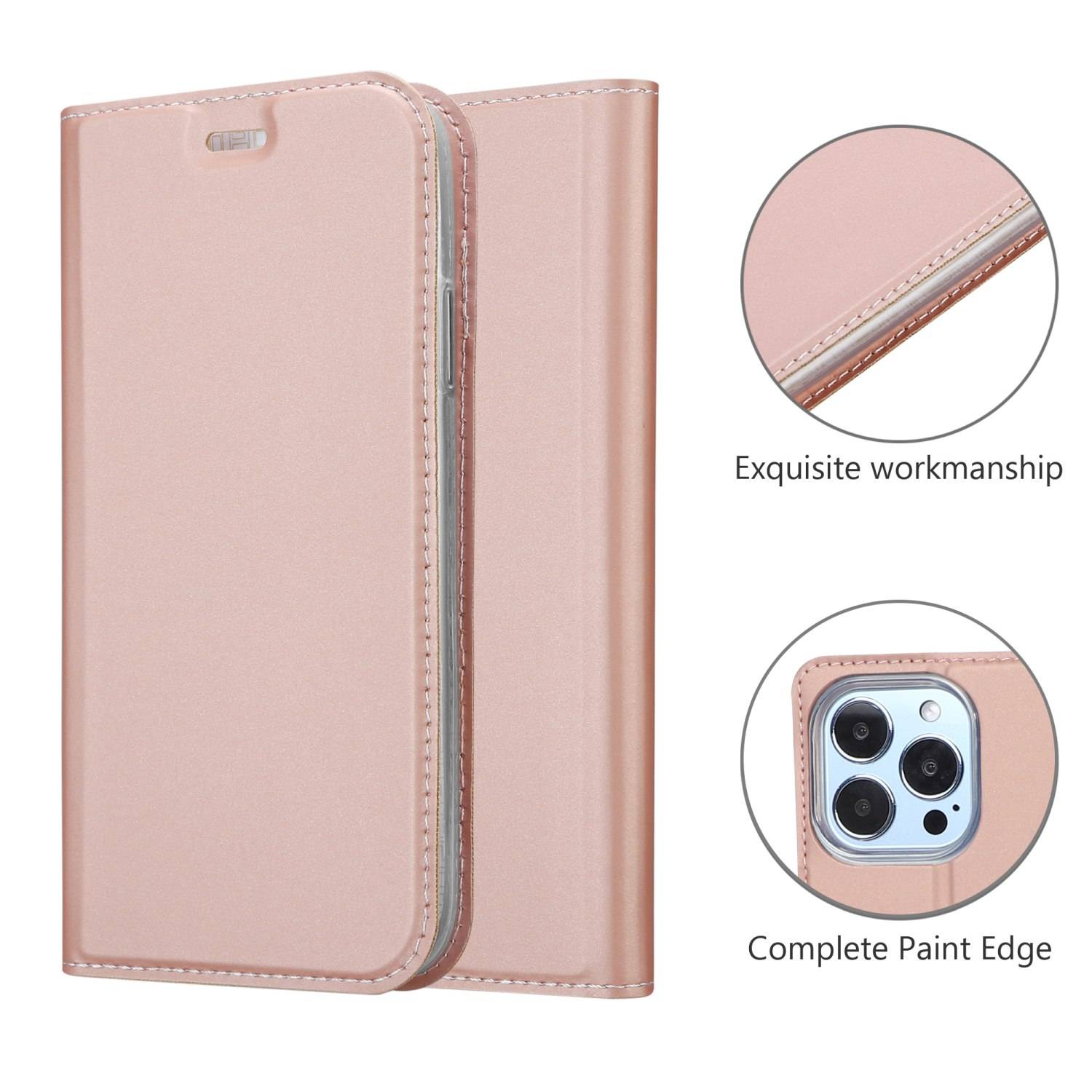 Cadorabo Handyhülle für Apple iPhone 13 PRO Schutz Hülle in Rosa Cover Etui Book Case Booklet