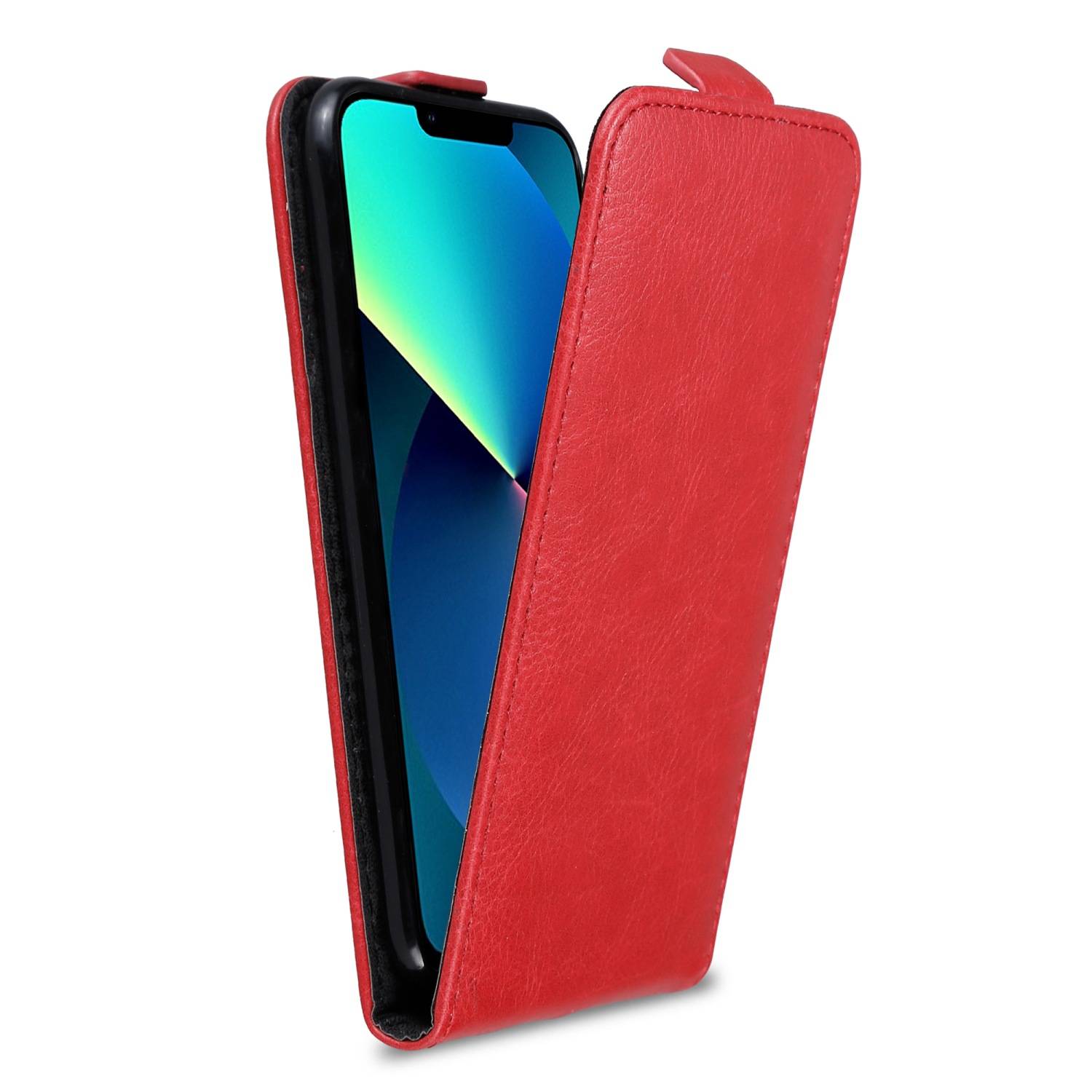 Cadorabo Hülle für Apple iPhone 13 MINI Schutzhülle in Rot Flip Handyhülle Case Cover Etui Kunstleder