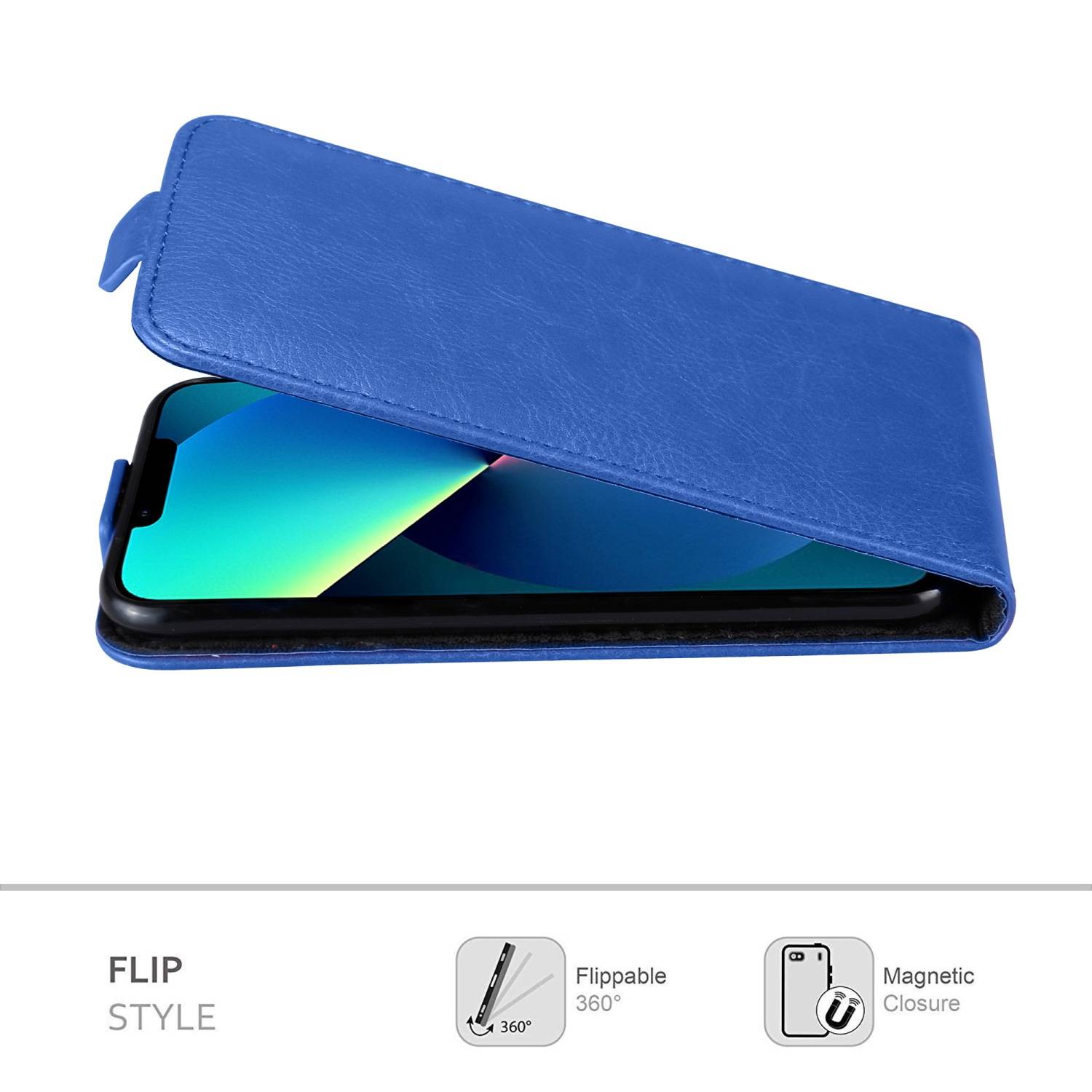Cadorabo Hülle für Apple iPhone 13 MINI Schutzhülle in Blau Flip Handyhülle Case Cover Etui Kunstleder
