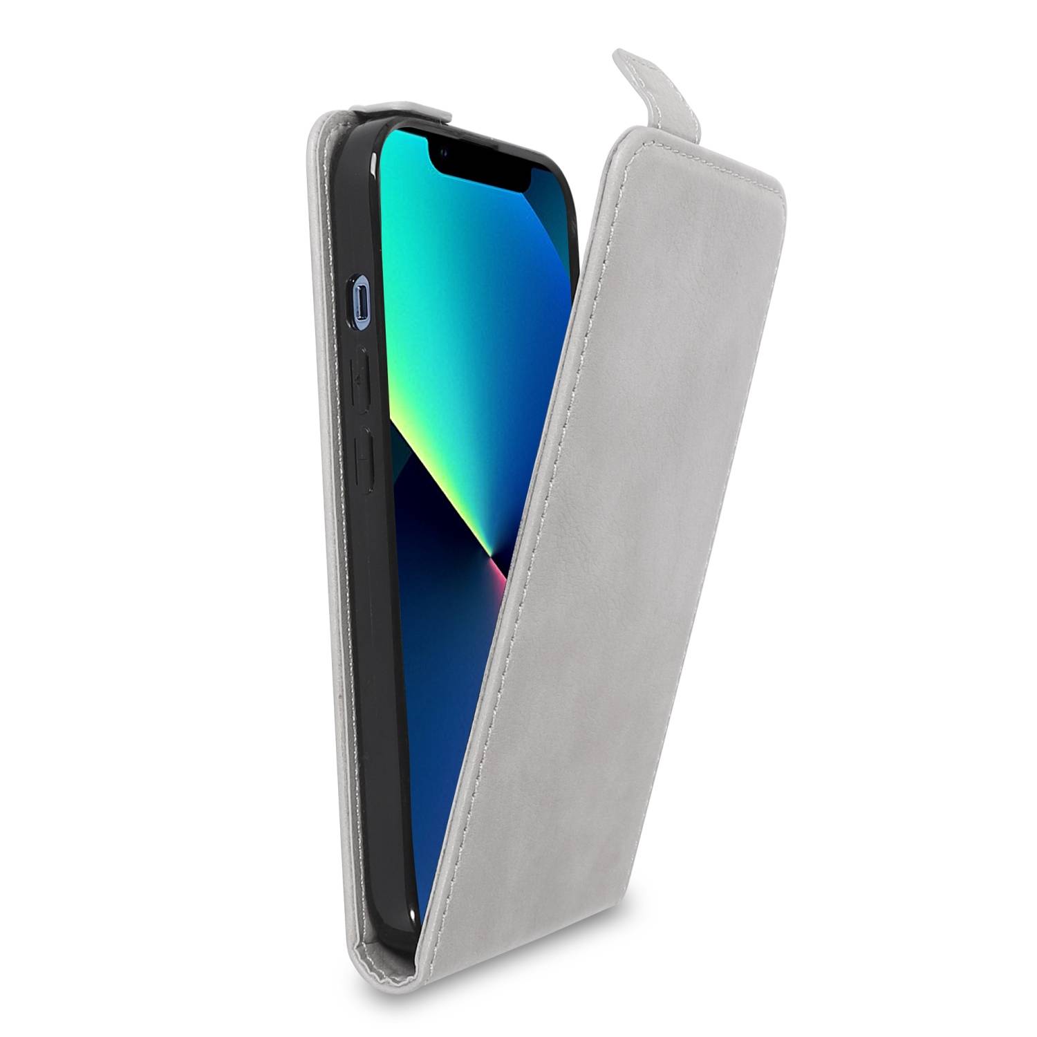 Cadorabo Hülle für Apple iPhone 13 MINI Schutzhülle in Grau Flip Handyhülle Case Cover Etui Kunstleder