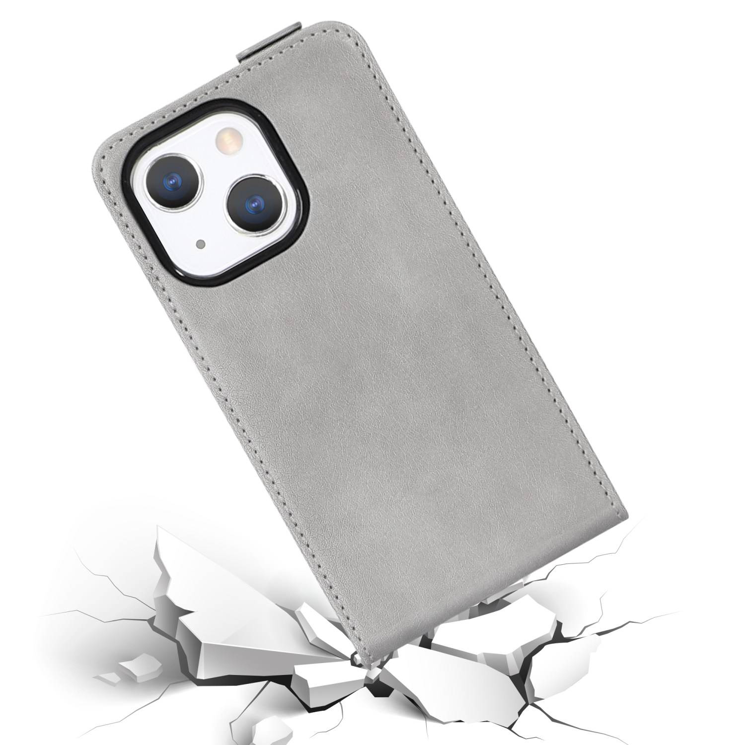 Cadorabo Hülle für Apple iPhone 13 MINI Schutzhülle in Grau Flip Handyhülle Case Cover Etui Kunstleder