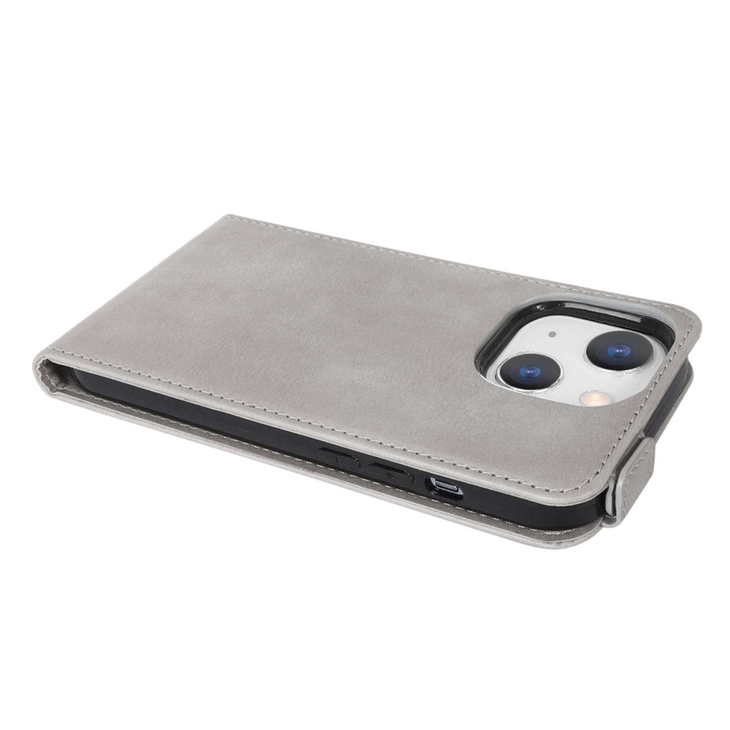 Cadorabo Hülle für Apple iPhone 13 MINI Schutzhülle in Grau Flip Handyhülle Case Cover Etui Kunstleder