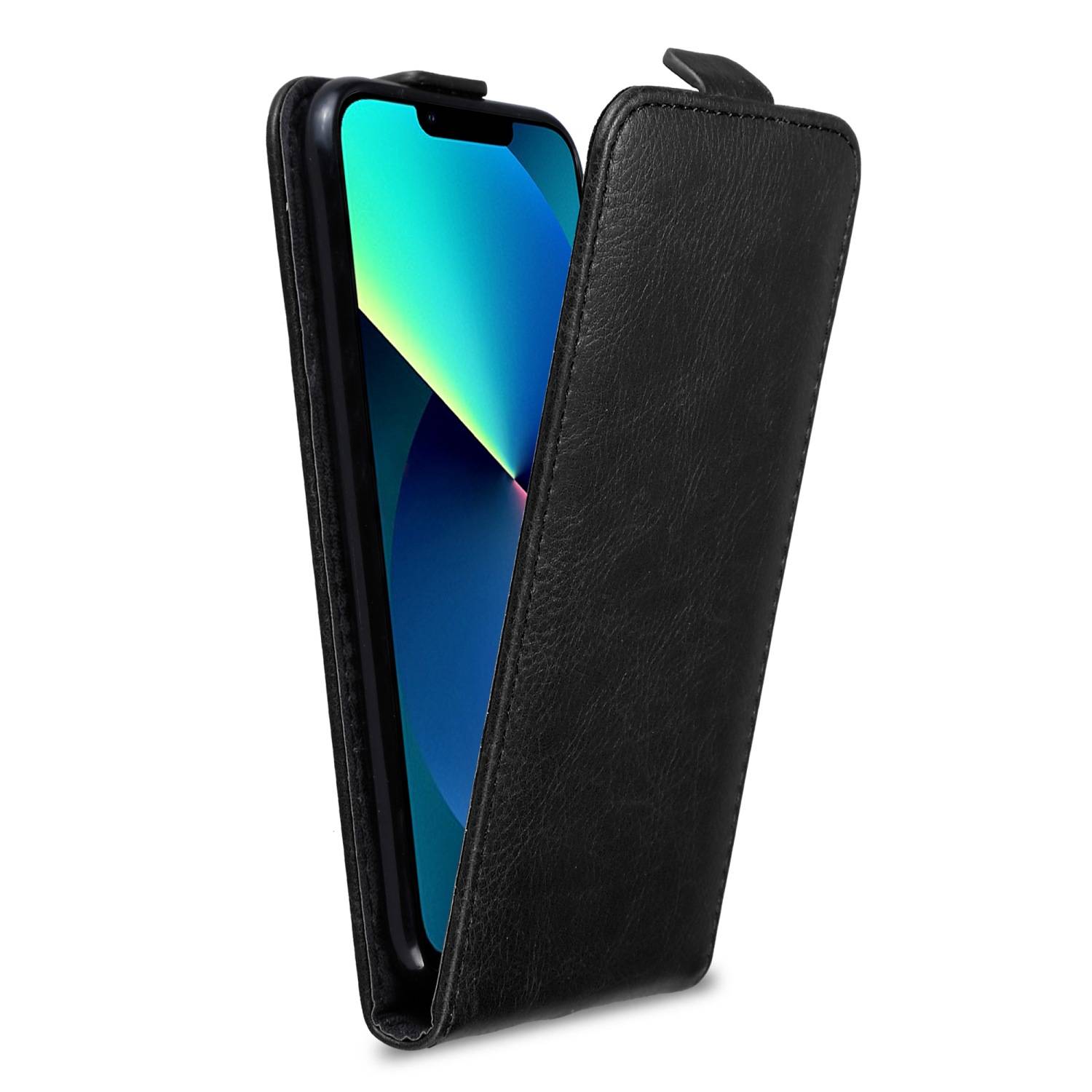 Cadorabo Hülle für Apple iPhone 13 PRO Schutzhülle in Schwarz Flip Handyhülle Case Cover Etui Kunstleder