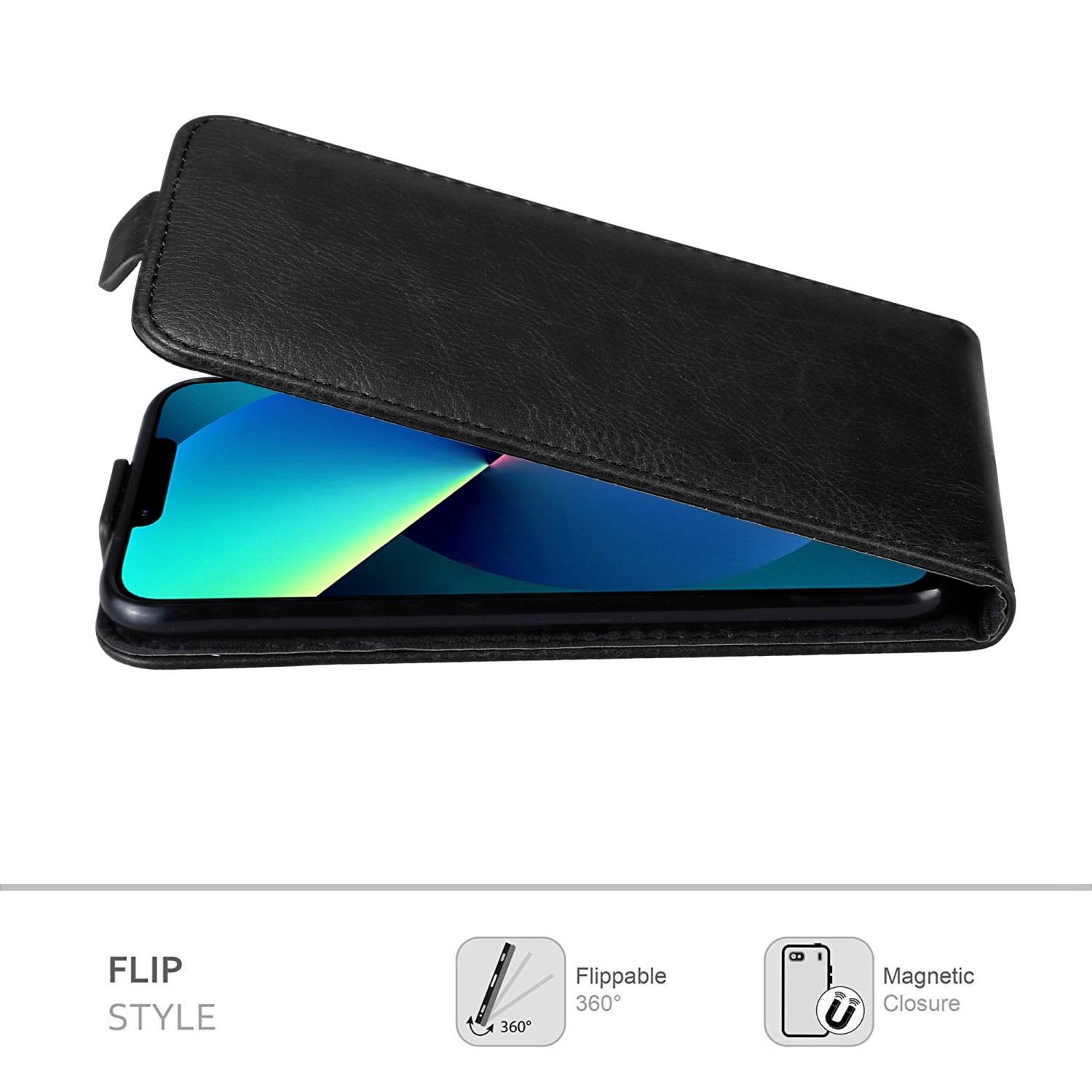 Cadorabo Hülle für Apple iPhone 13 PRO Schutzhülle in Schwarz Flip Handyhülle Case Cover Etui Kunstleder
