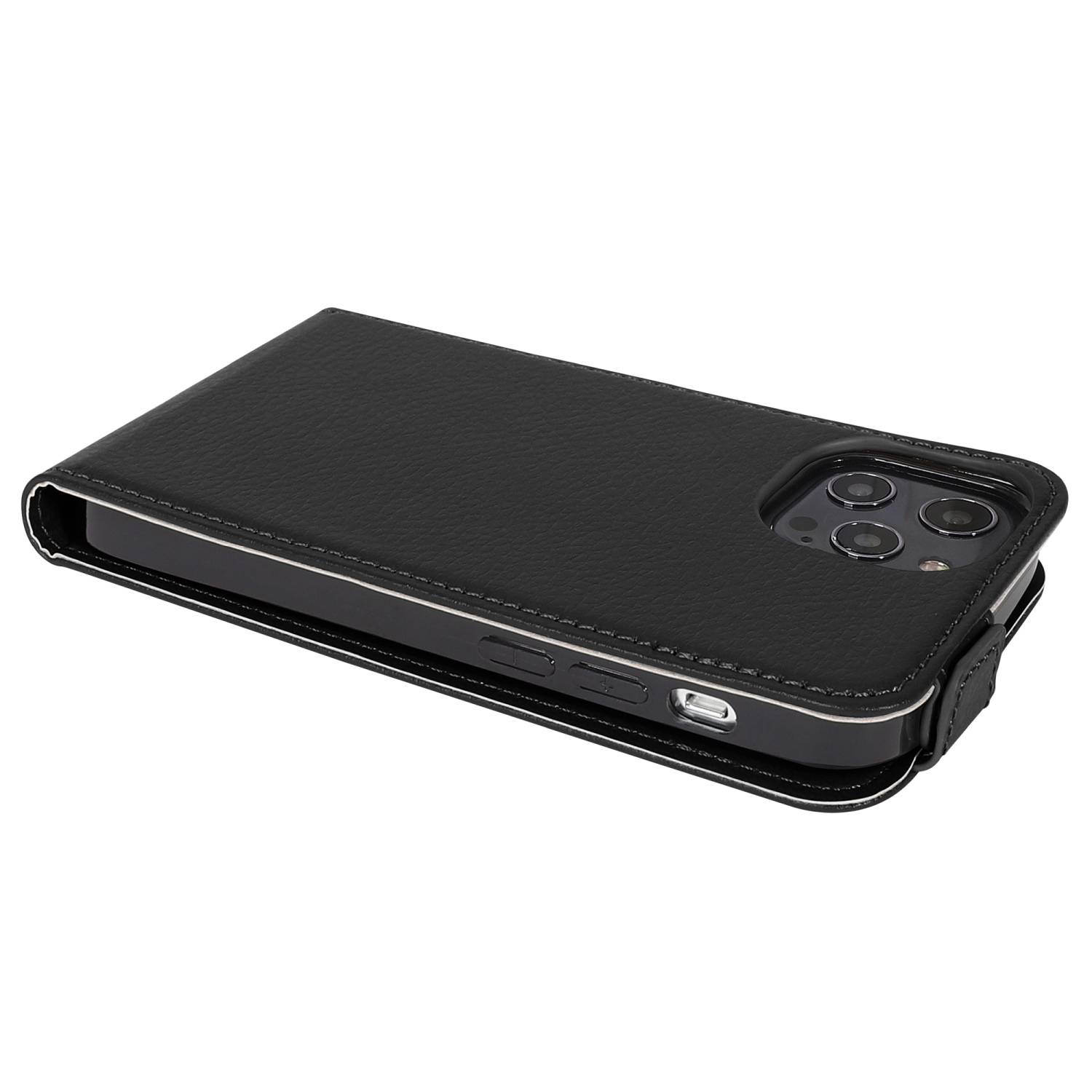 Cadorabo Hülle für Apple iPhone 13 PRO Schutzhülle in Schwarz Flip Handyhülle Case Cover Etui Kunstleder