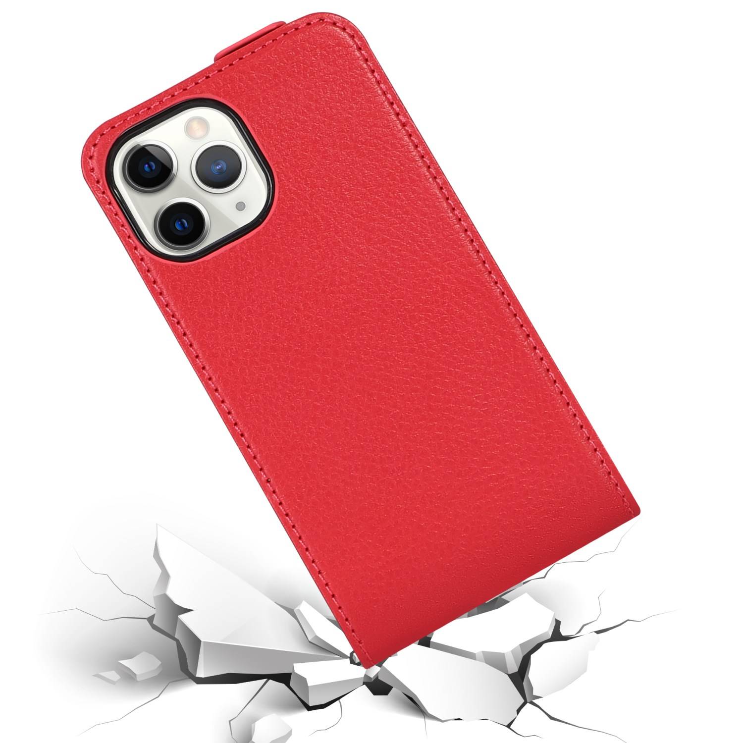 Cadorabo Hülle für Apple iPhone 13 PRO Schutzhülle in Rot Flip Handyhülle Case Cover Etui Kunstleder
