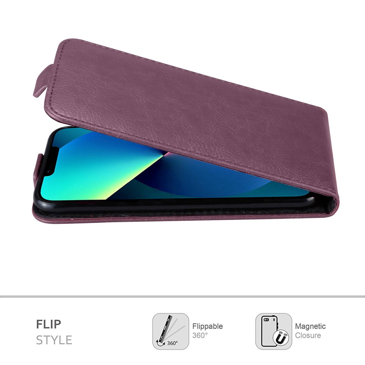 Cadorabo Hülle für Apple iPhone 13 PRO Schutzhülle in Lila Flip Handyhülle Case Cover Etui Kunstleder