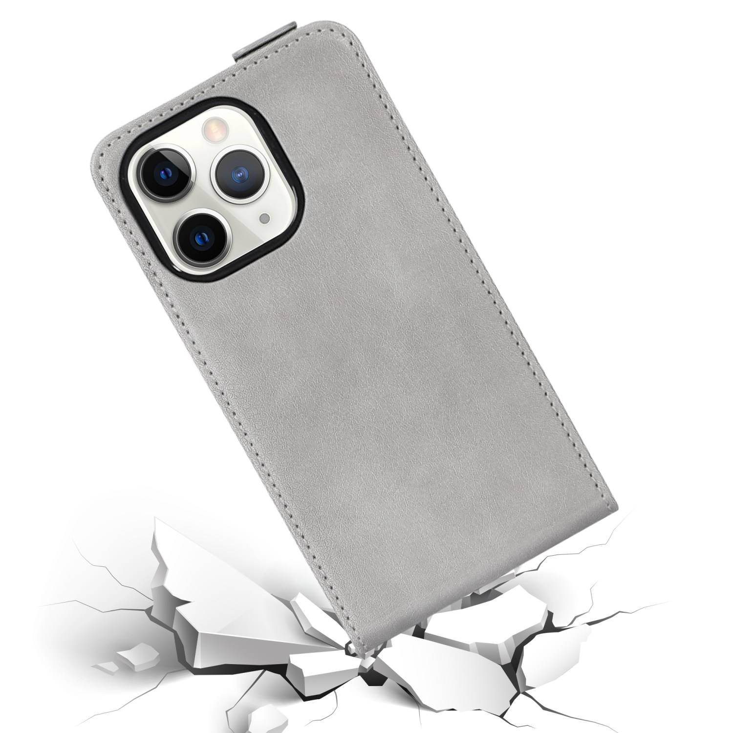 Cadorabo Hülle für Apple iPhone 13 PRO Schutzhülle in Grau Flip Handyhülle Case Cover Etui Kunstleder