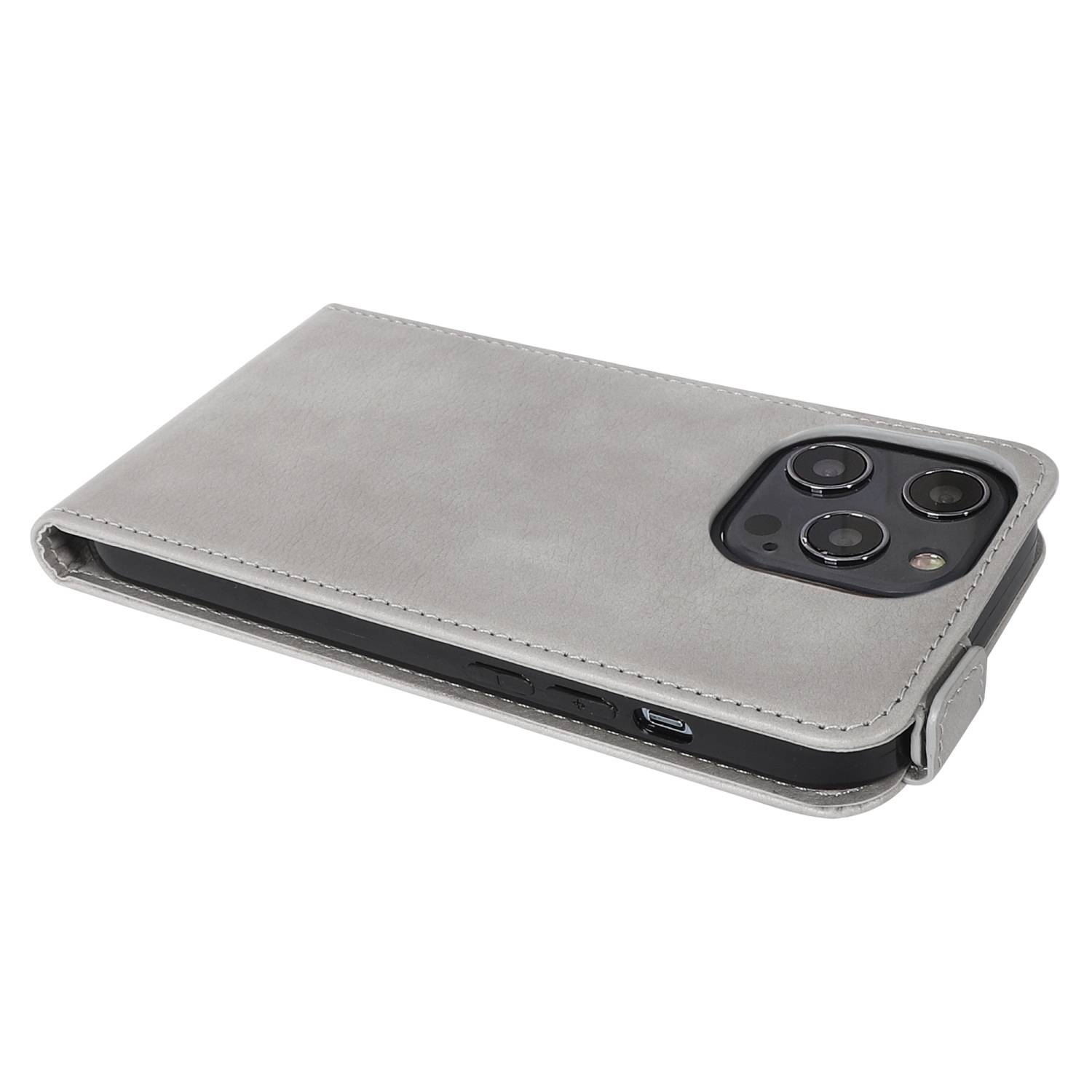 Cadorabo Hülle für Apple iPhone 13 PRO Schutzhülle in Grau Flip Handyhülle Case Cover Etui Kunstleder