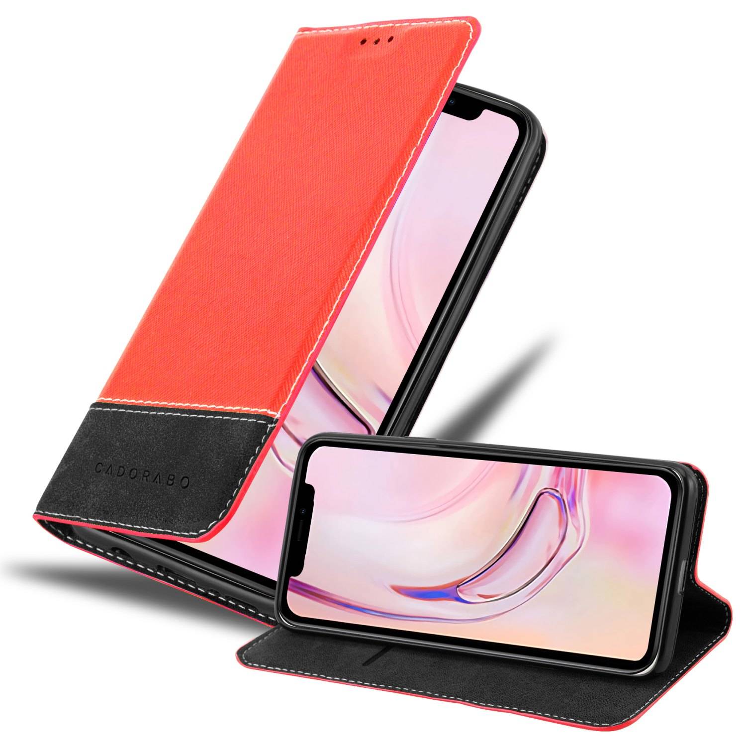 Cadorabo Hülle für Apple iPhone 13 MINI Schutzhülle in Rot SHandyhülle Book Case Etui Kunstleder
