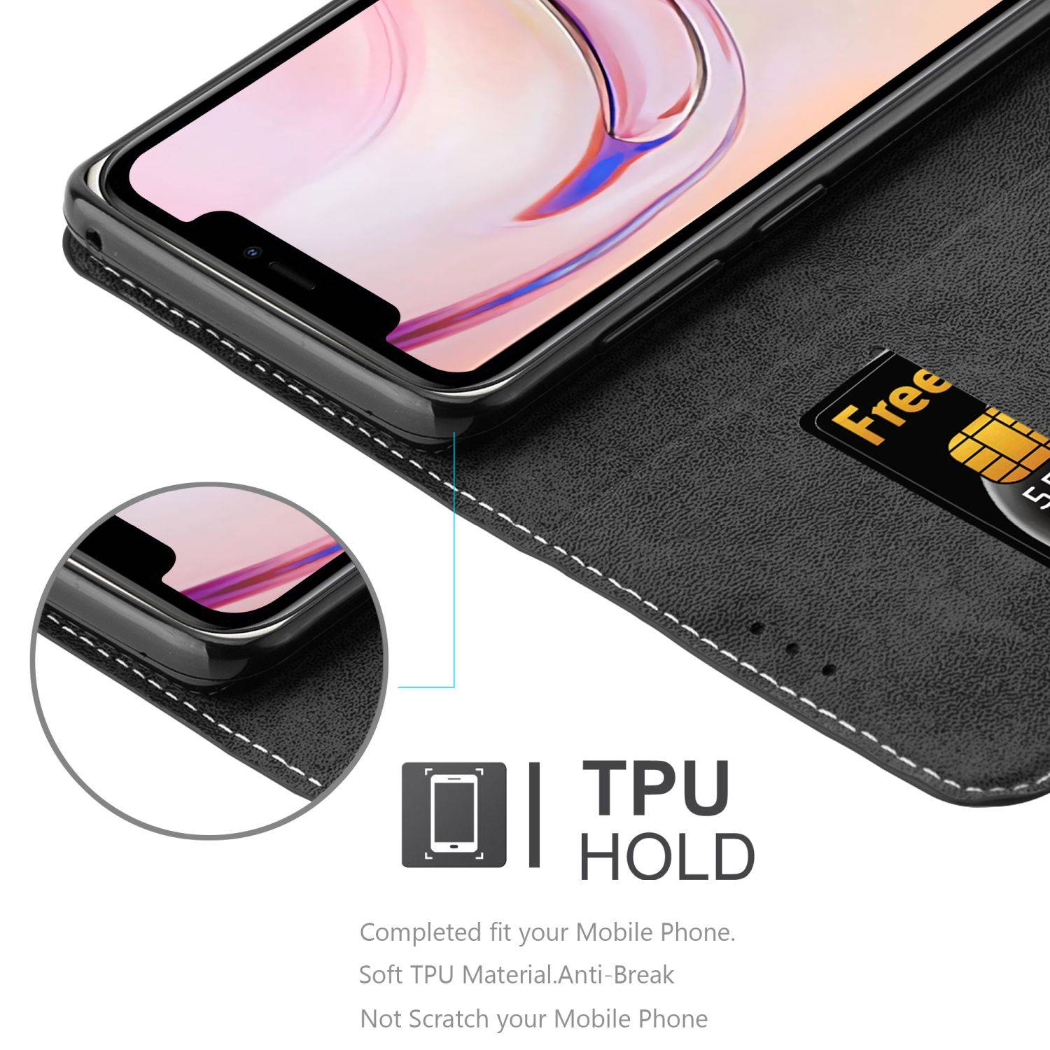 Cadorabo Hülle für Apple iPhone 13 MINI Schutzhülle in Schwarz SHandyhülle Book Case Etui Kunstleder