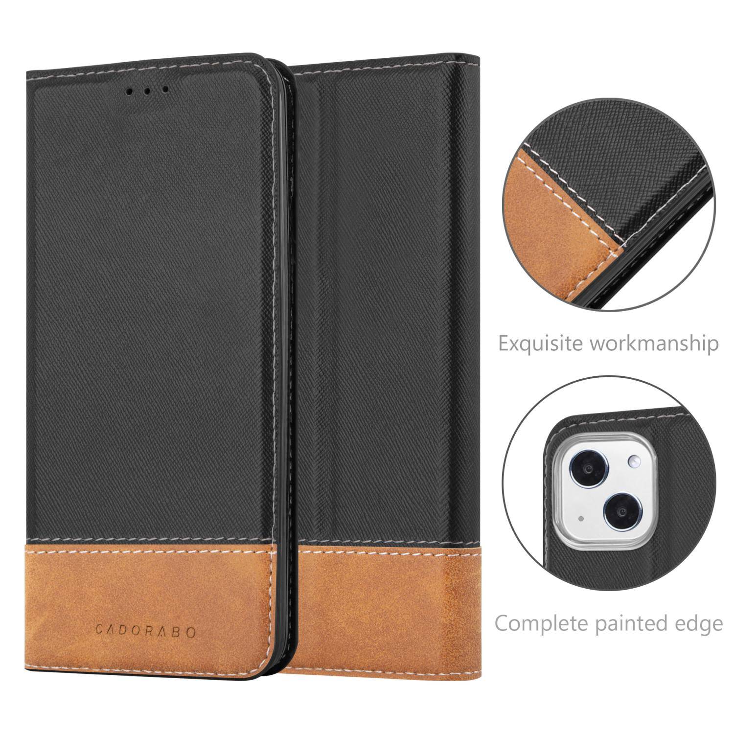 Cadorabo Hülle für Apple iPhone 13 MINI Schutzhülle in Schwarz SHandyhülle Book Case Etui Kunstleder