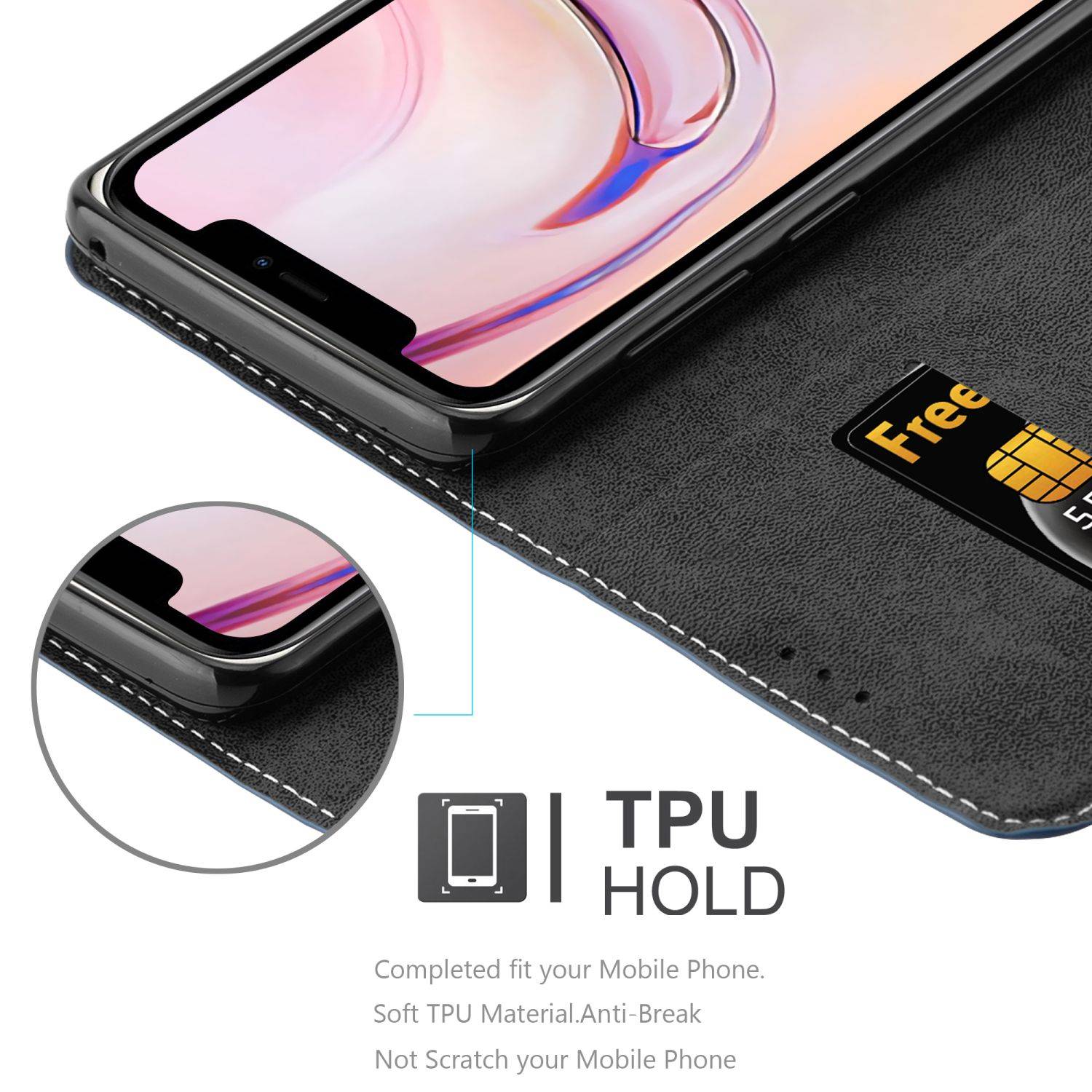 Cadorabo Hülle für Apple iPhone 13 PRO Schutzhülle in Blau SHandyhülle Book Case Etui Kunstleder