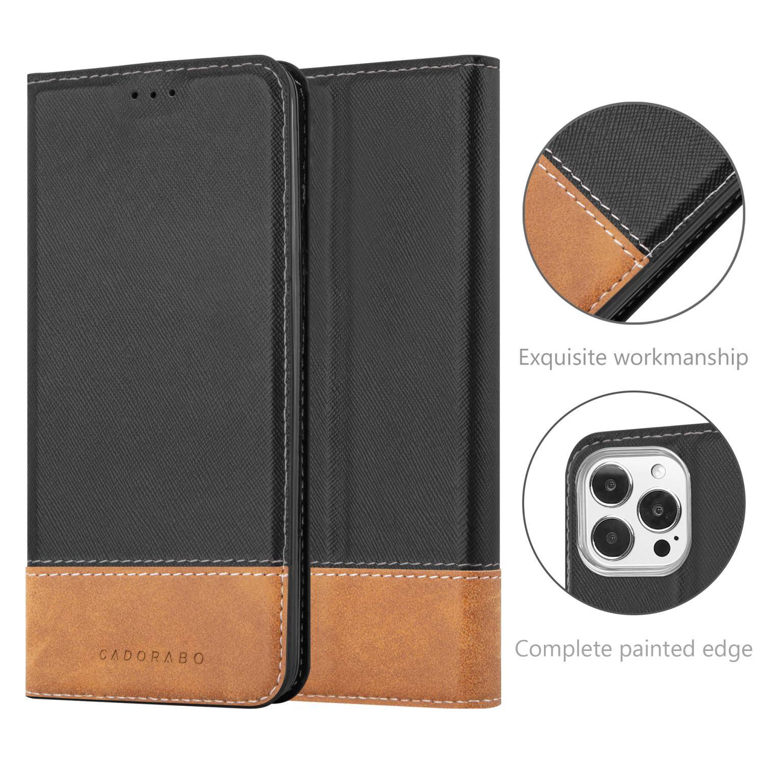 Cadorabo Hülle für Apple iPhone 13 PRO Schutzhülle in Schwarz SHandyhülle Book Case Etui Kunstleder
