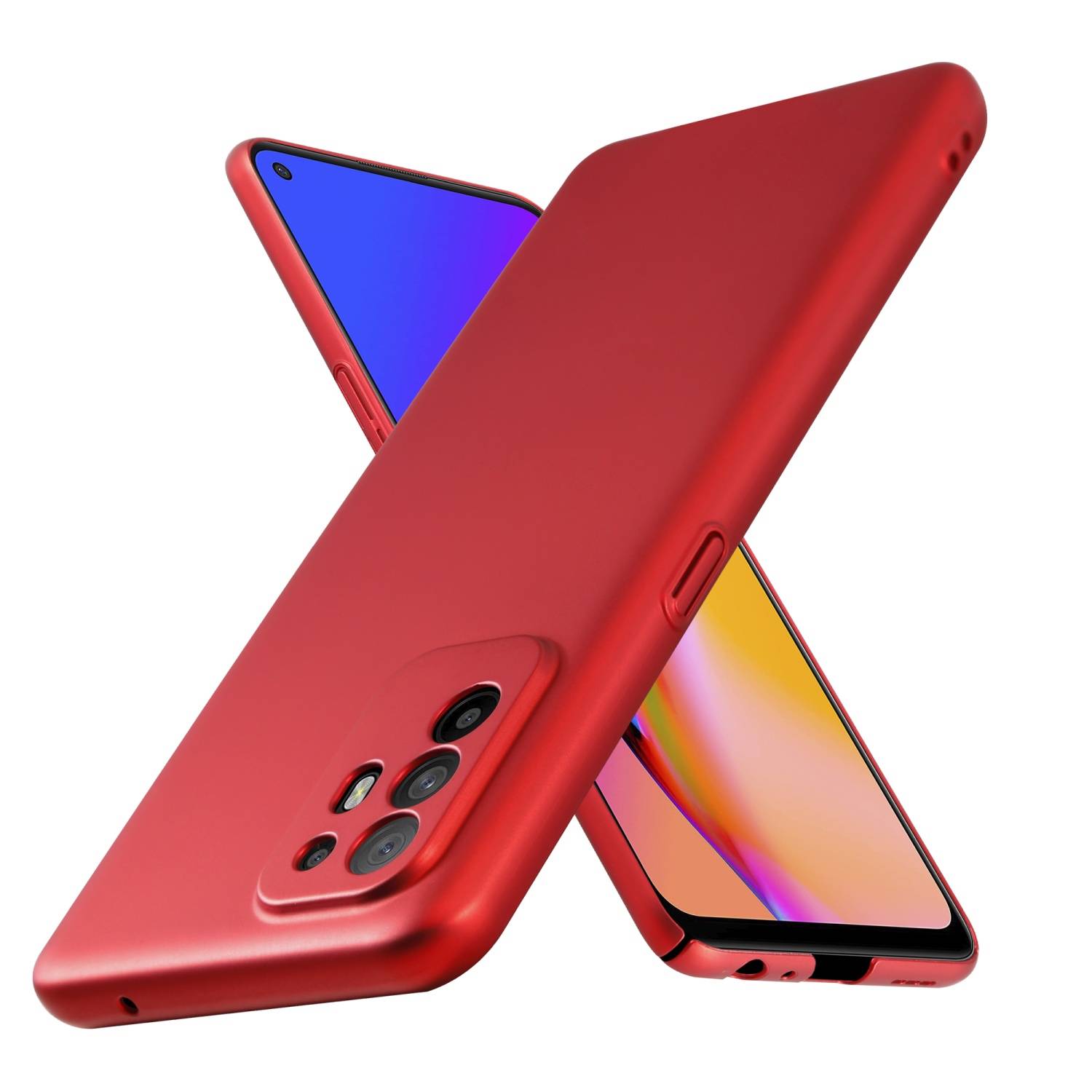 Cadorabo Hülle für Oppo A94 5G Schutzhülle in Rot Hard Case Handy Hülle Etui