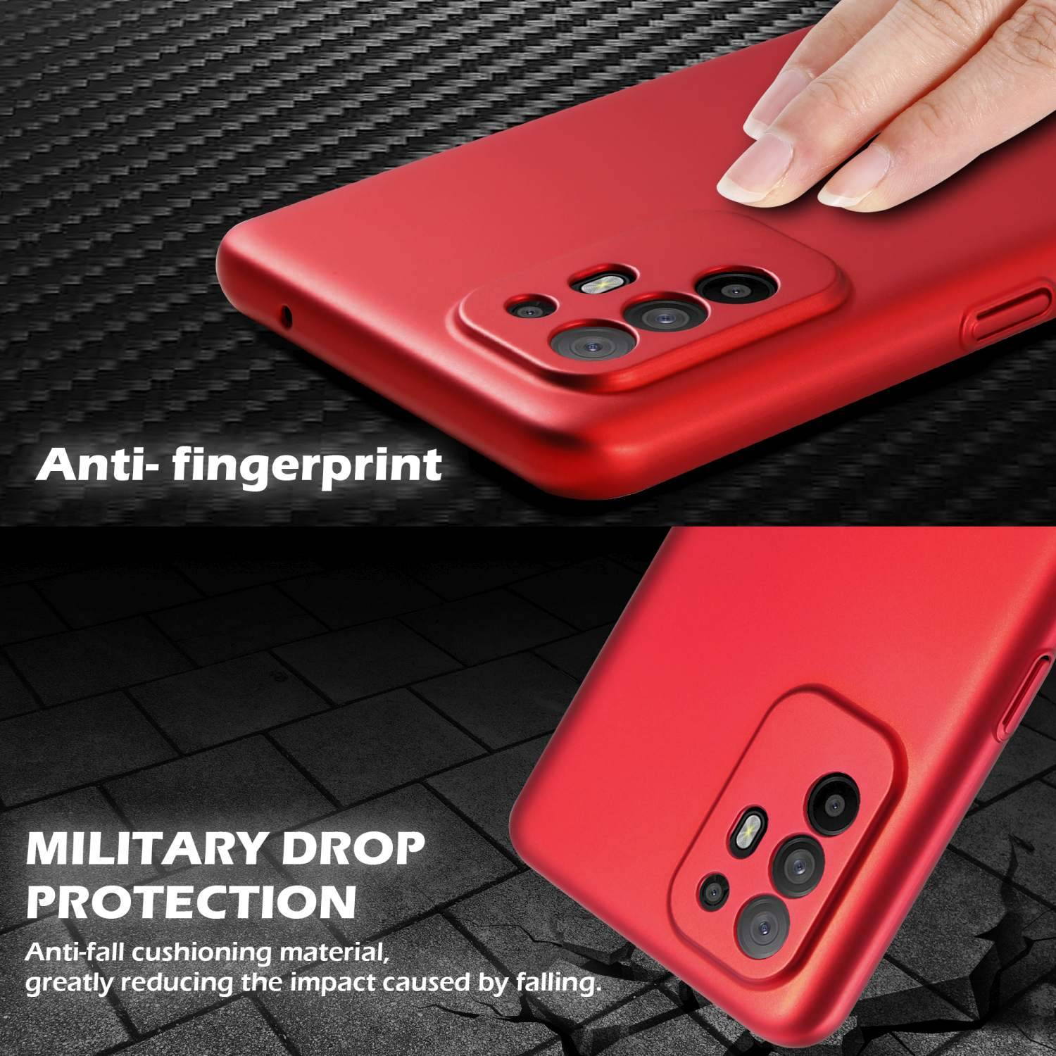 Cadorabo Hülle für Oppo A94 5G Schutzhülle in Rot Hard Case Handy Hülle Etui