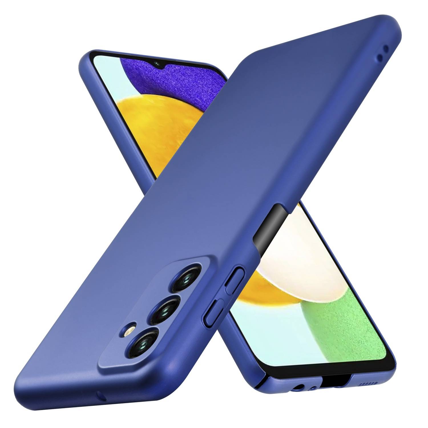 Cadorabo Hülle für Samsung Galaxy A13 5G Schutzhülle in Blau Hard Case Handy Hülle Etui
