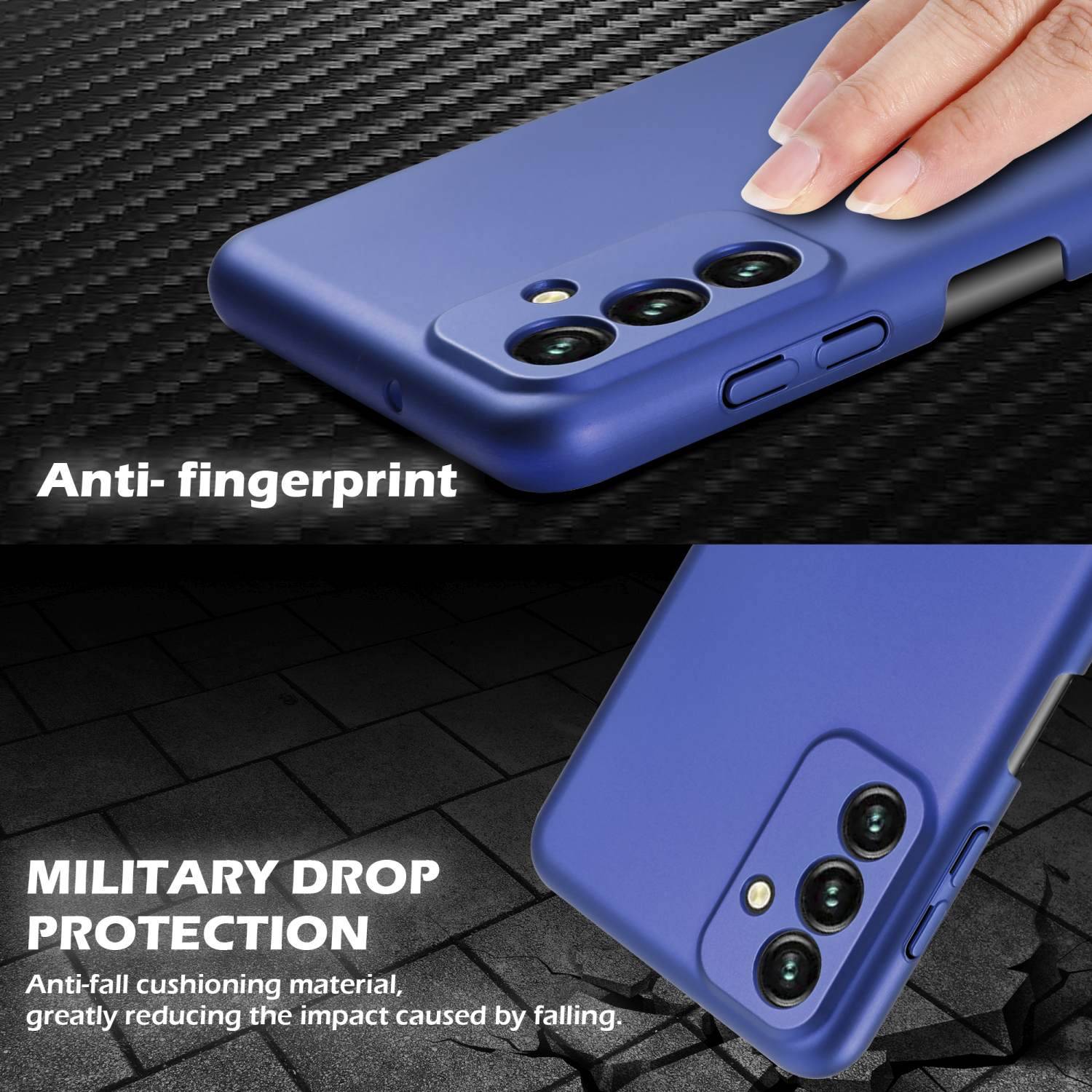 Cadorabo Hülle für Samsung Galaxy A13 5G Schutzhülle in Blau Hard Case Handy Hülle Etui