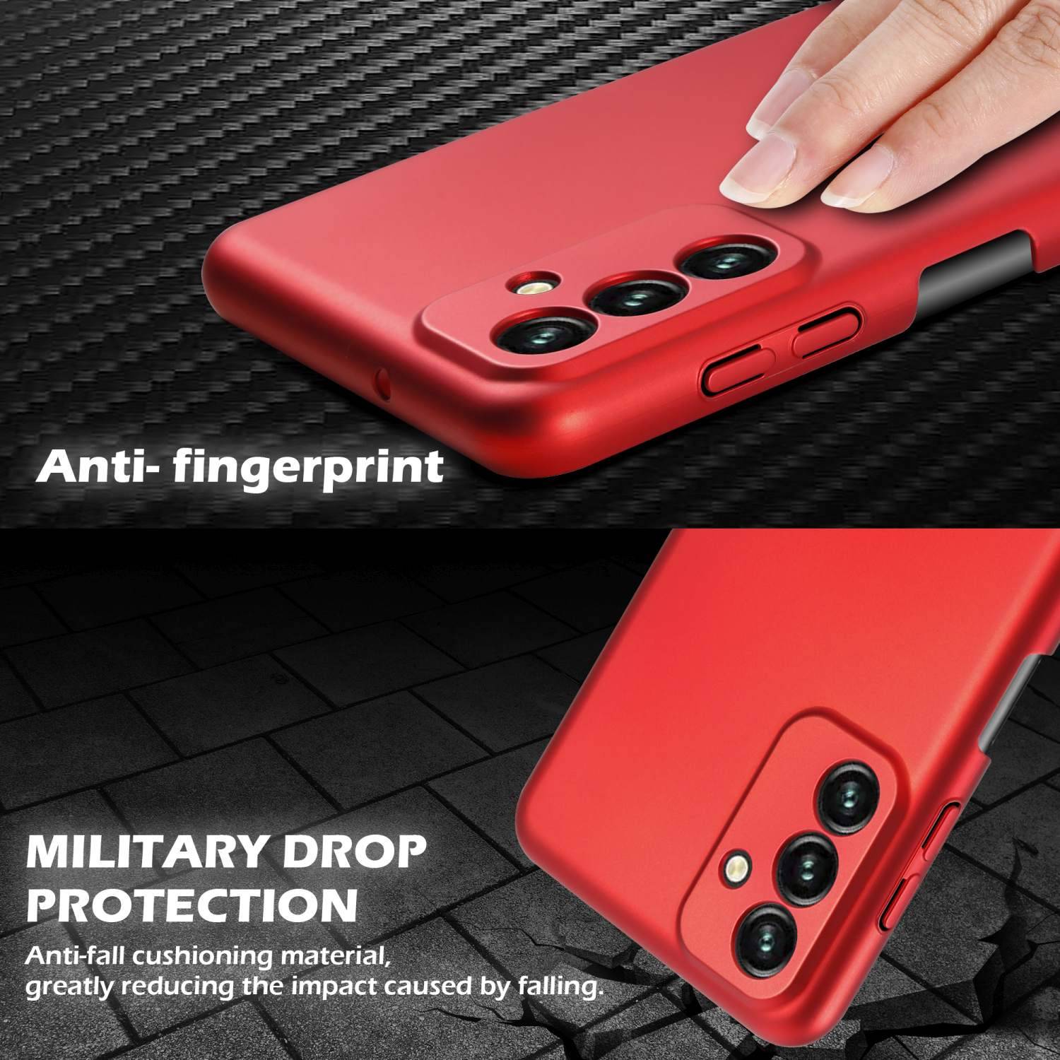Cadorabo Hülle für Samsung Galaxy A13 5G Schutzhülle in Rot Hard Case Handy Hülle Etui