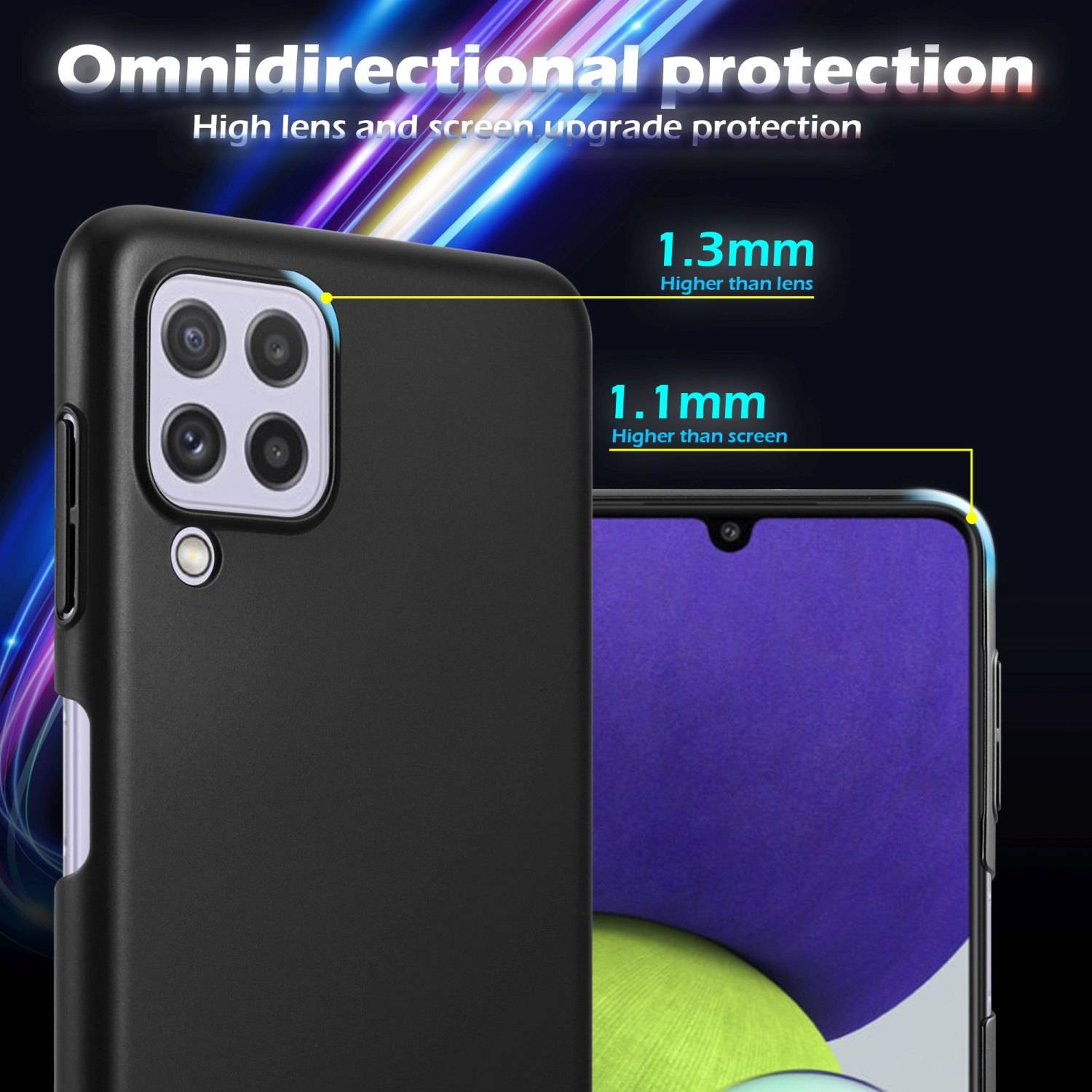 Cadorabo Hülle für Samsung Galaxy A22 4G / M22 / M32 4G Schutzhülle in Schwarz Hard Case Handy Hülle Etui