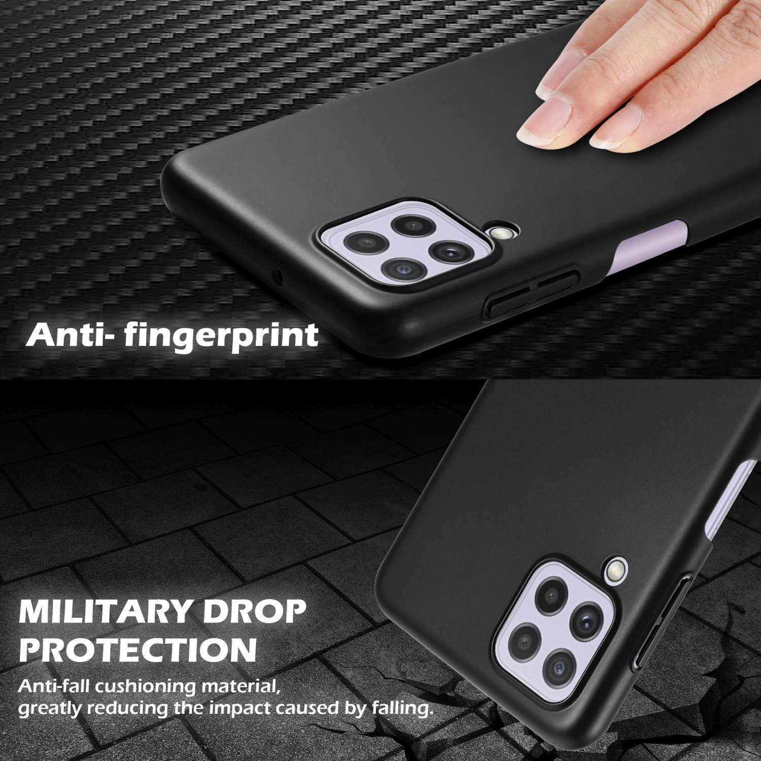 Cadorabo Hülle für Samsung Galaxy A22 4G / M22 / M32 4G Schutzhülle in Schwarz Hard Case Handy Hülle Etui