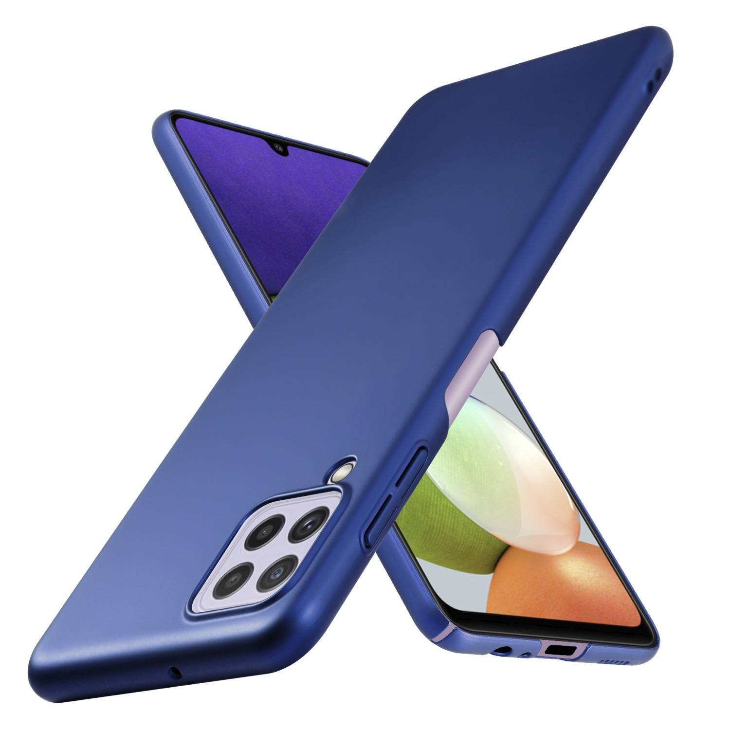 Cadorabo Hülle für Samsung Galaxy A22 4G / M22 / M32 4G Schutzhülle in Blau Hard Case Handy Hülle Etui