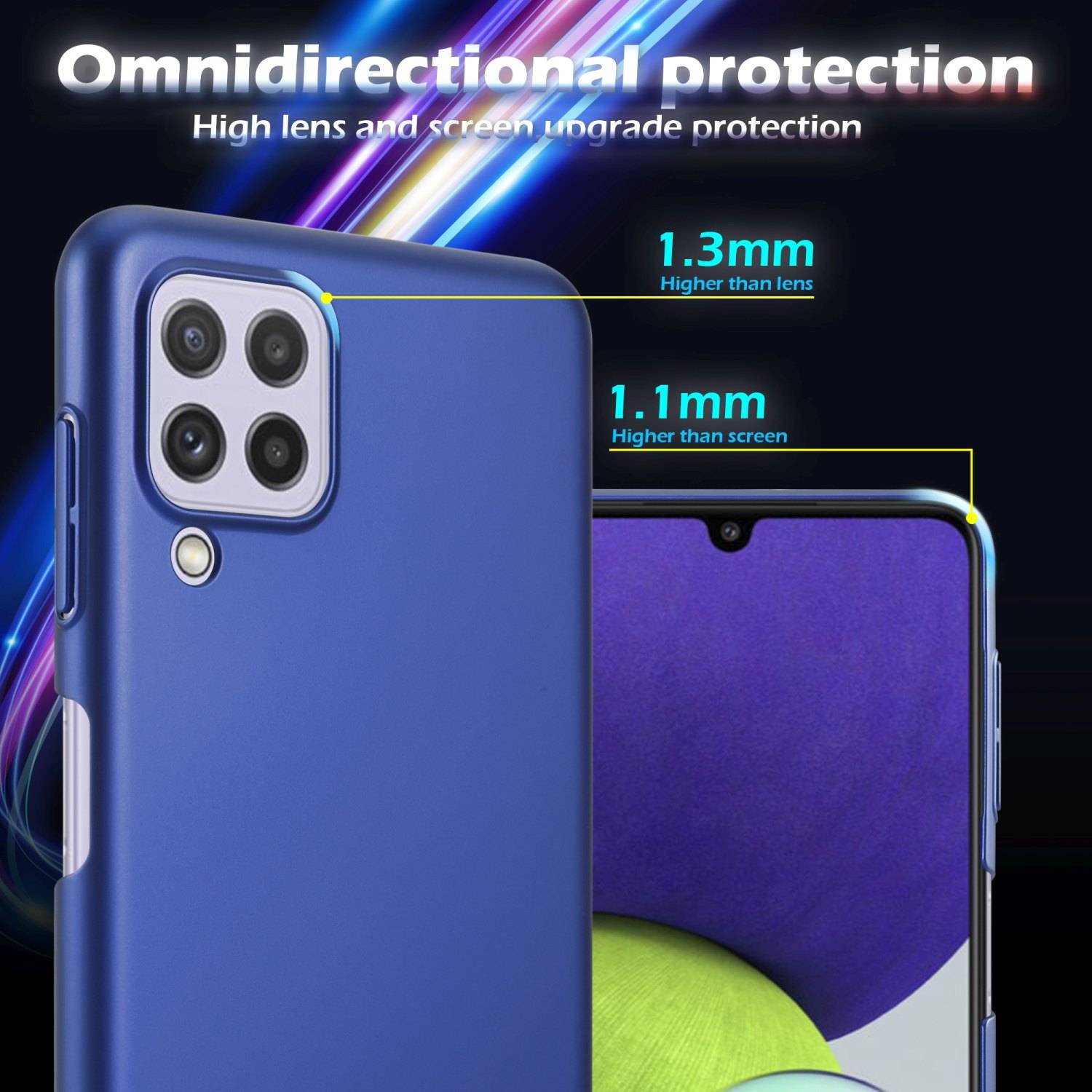 Cadorabo Hülle für Samsung Galaxy A22 4G / M22 / M32 4G Schutzhülle in Blau Hard Case Handy Hülle Etui