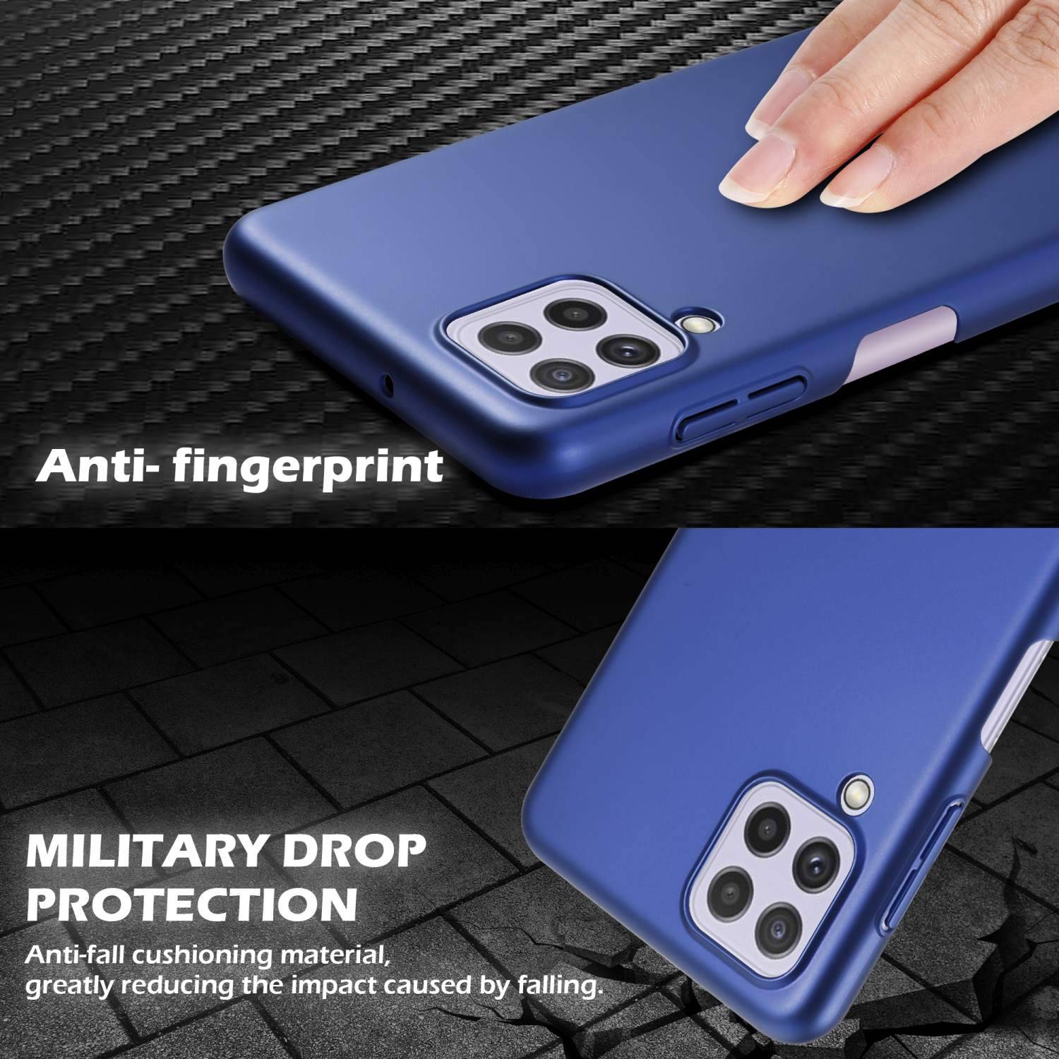 Cadorabo Hülle für Samsung Galaxy A22 4G / M22 / M32 4G Schutzhülle in Blau Hard Case Handy Hülle Etui