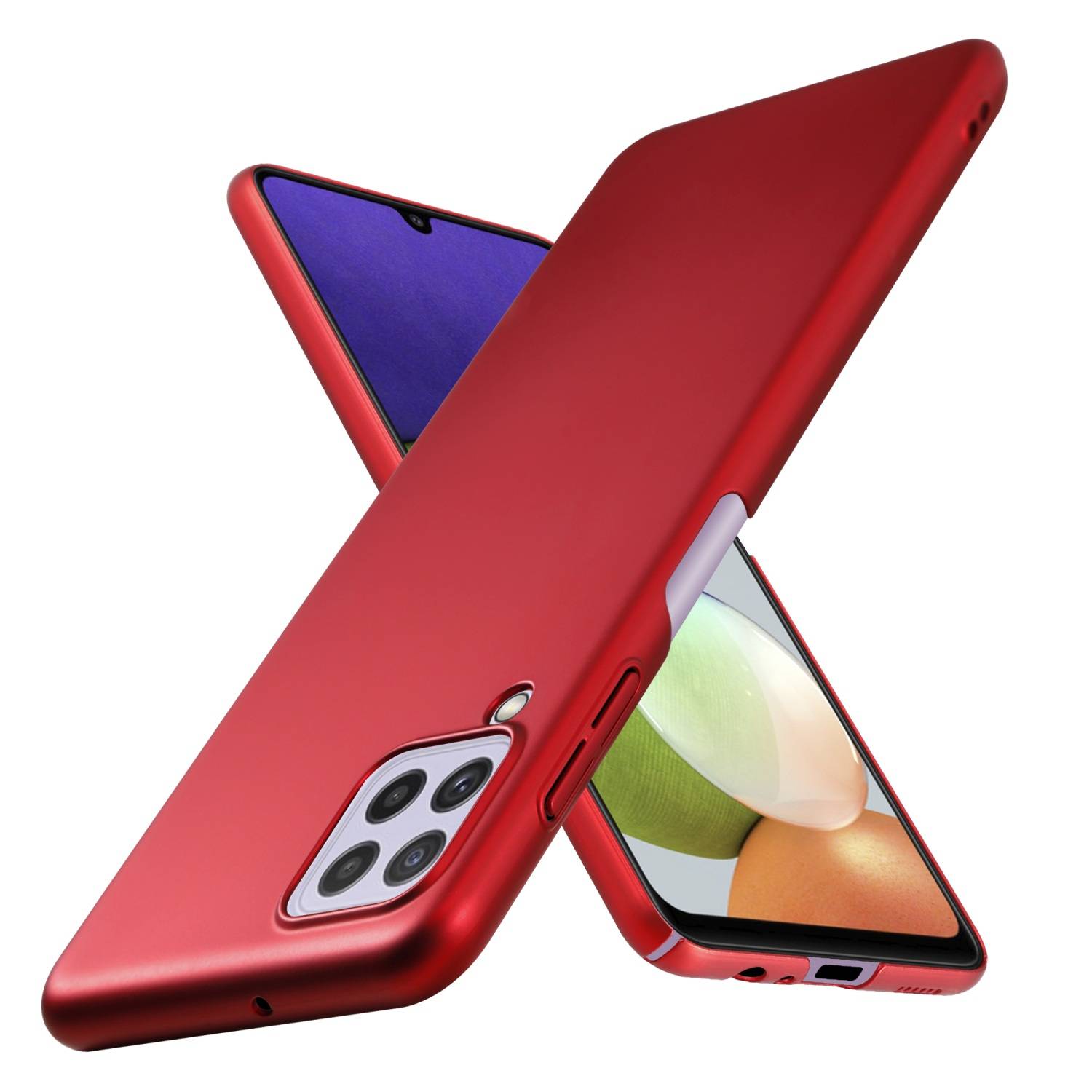 Cadorabo Hülle für Samsung Galaxy A22 4G / M22 / M32 4G Schutzhülle in Rot Hard Case Handy Hülle Etui