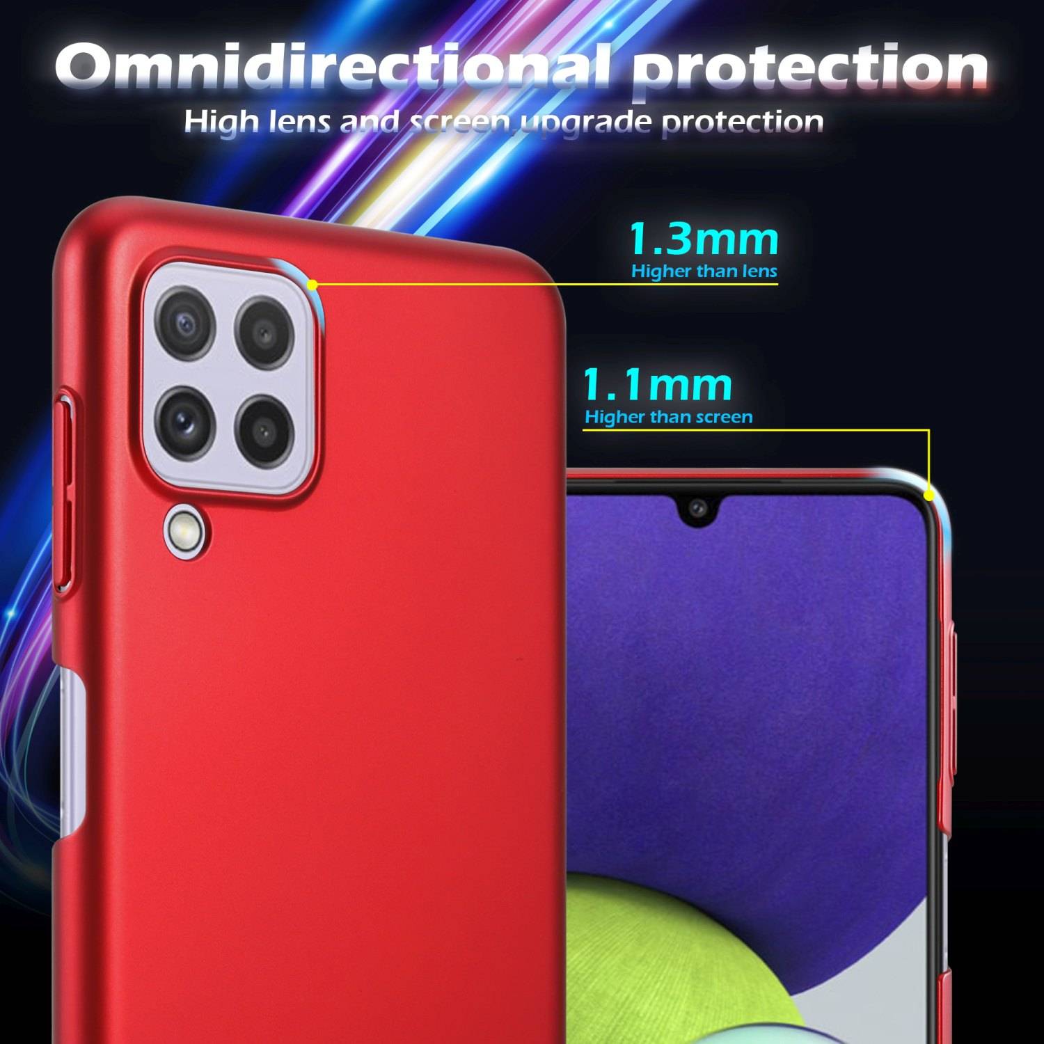 Cadorabo Hülle für Samsung Galaxy A22 4G / M22 / M32 4G Schutzhülle in Rot Hard Case Handy Hülle Etui