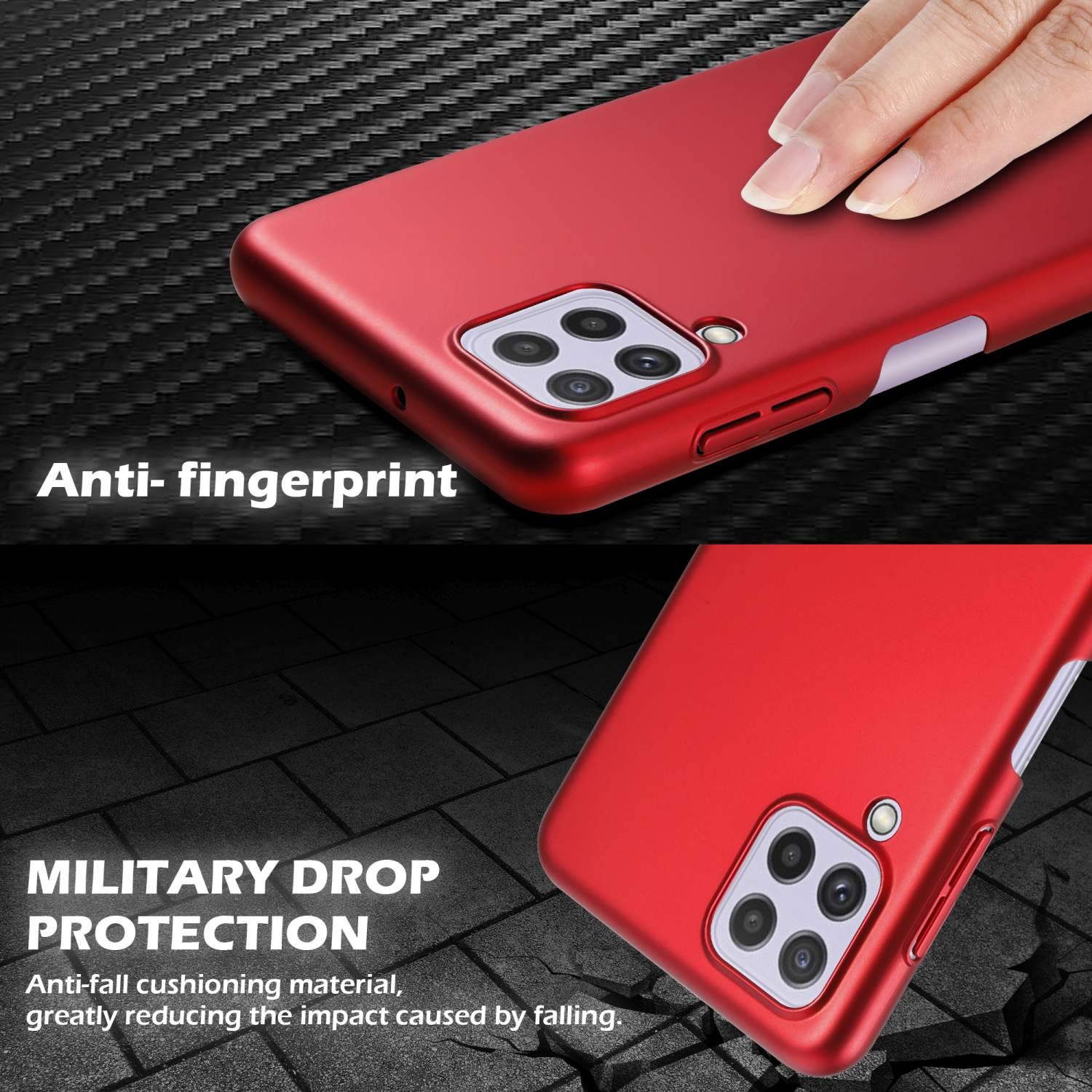 Cadorabo Hülle für Samsung Galaxy A22 4G / M22 / M32 4G Schutzhülle in Rot Hard Case Handy Hülle Etui