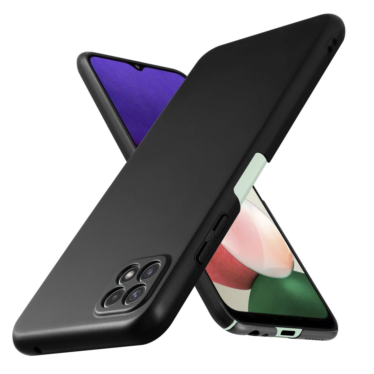 Cadorabo Hülle für Samsung Galaxy A22 5G Schutzhülle in Schwarz Hard Case Handy Hülle Etui