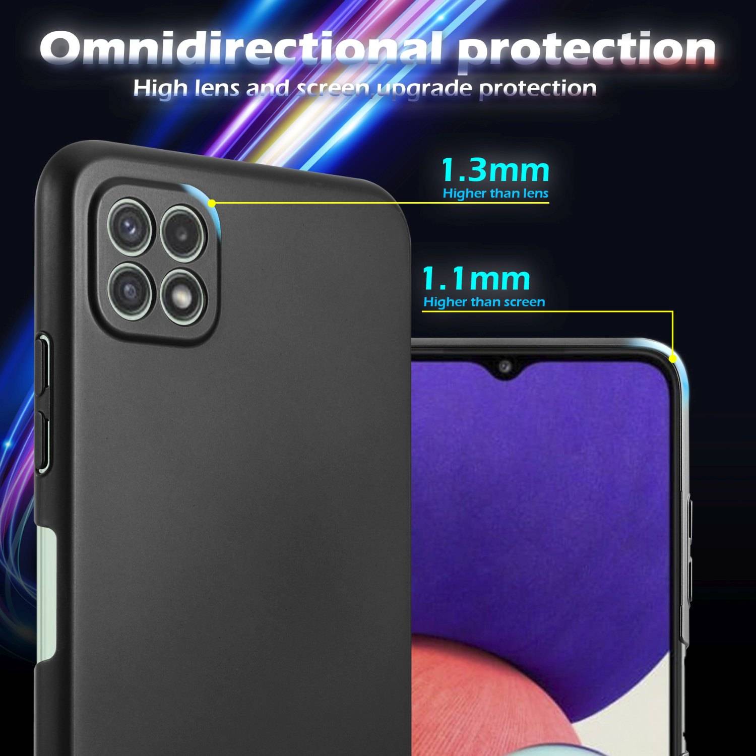 Cadorabo Hülle für Samsung Galaxy A22 5G Schutzhülle in Schwarz Hard Case Handy Hülle Etui