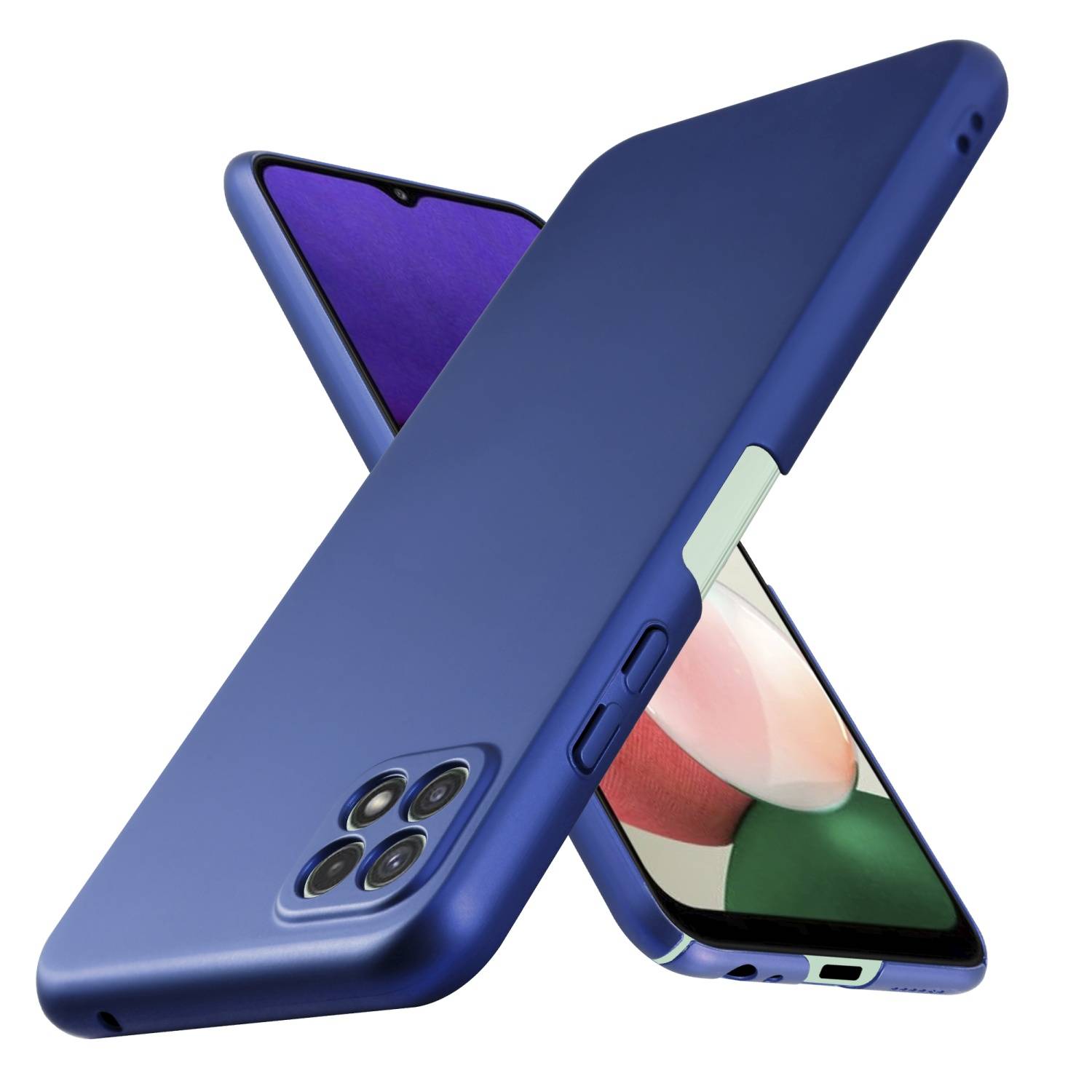 Cadorabo Hülle für Samsung Galaxy A22 5G Schutzhülle in Blau Hard Case Handy Hülle Etui