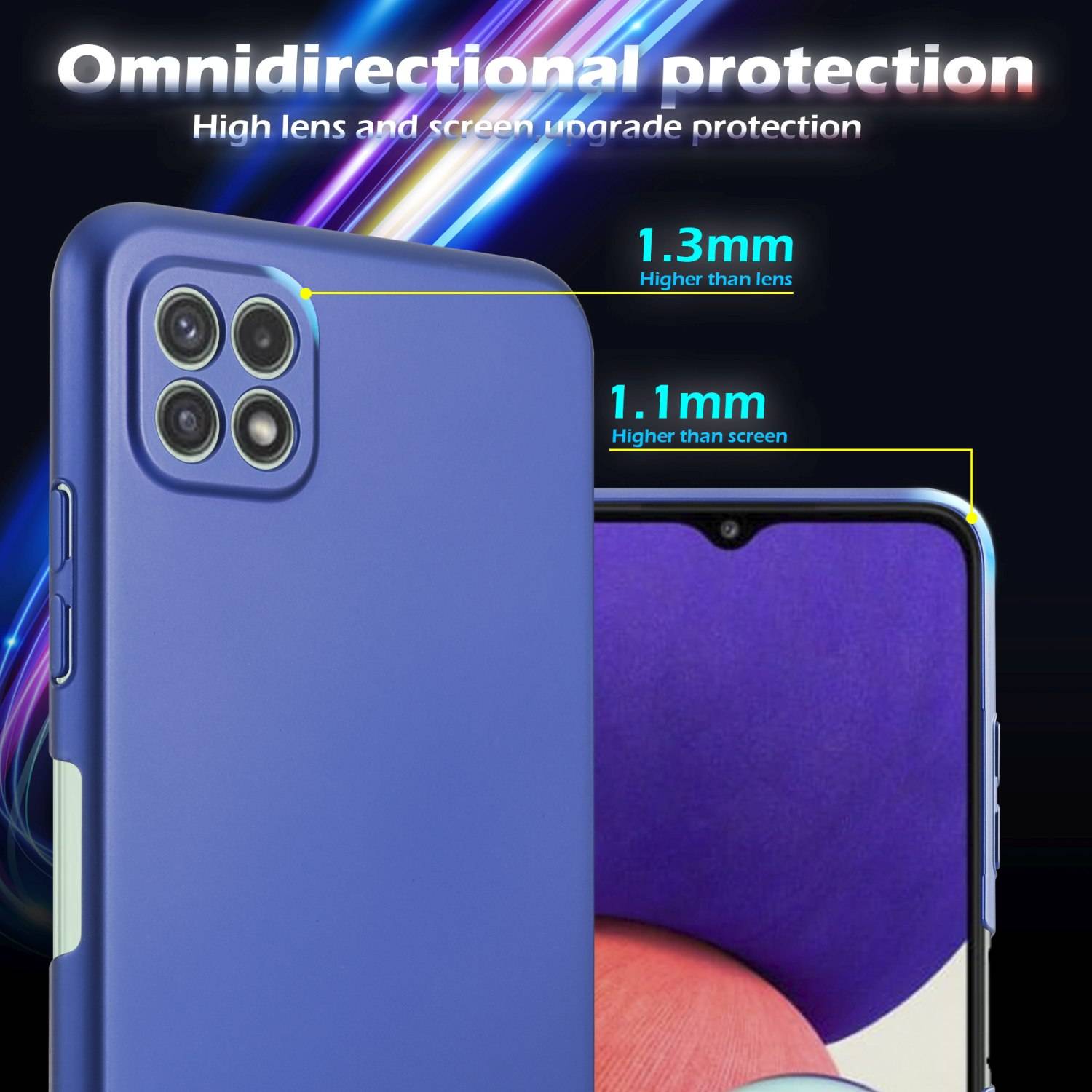 Cadorabo Hülle für Samsung Galaxy A22 5G Schutzhülle in Blau Hard Case Handy Hülle Etui