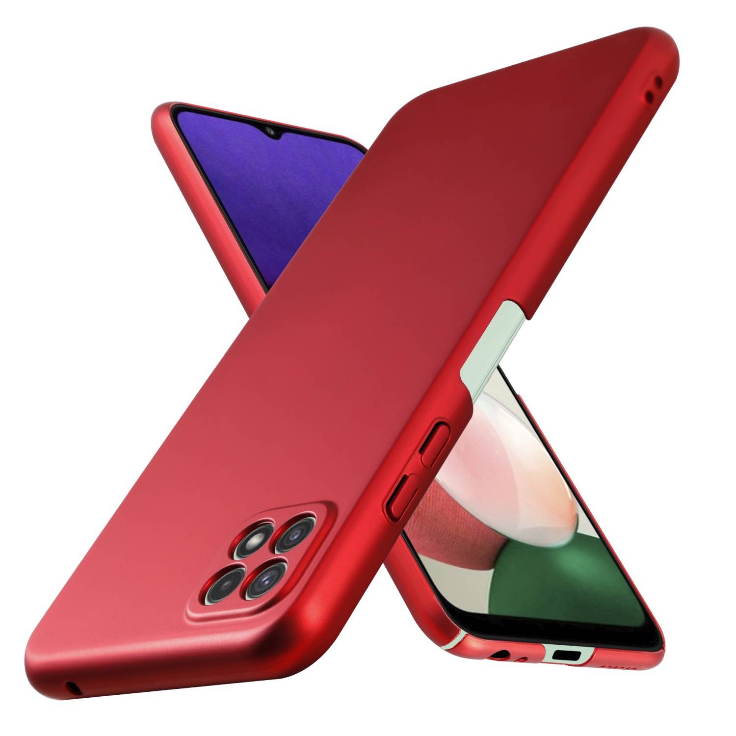 Cadorabo Hülle für Samsung Galaxy A22 5G Schutzhülle in Rot Hard Case Handy Hülle Etui