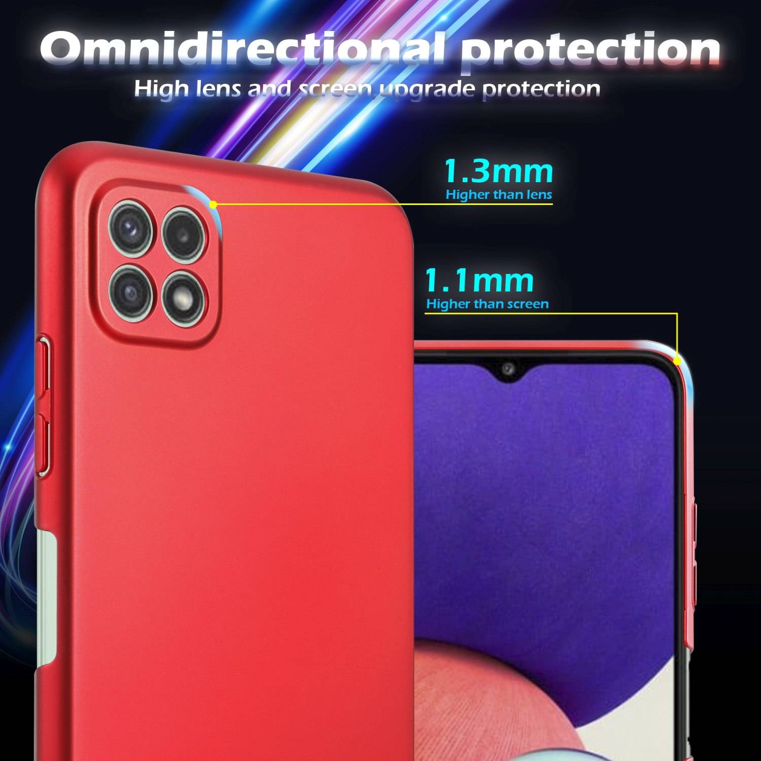 Cadorabo Hülle für Samsung Galaxy A22 5G Schutzhülle in Rot Hard Case Handy Hülle Etui
