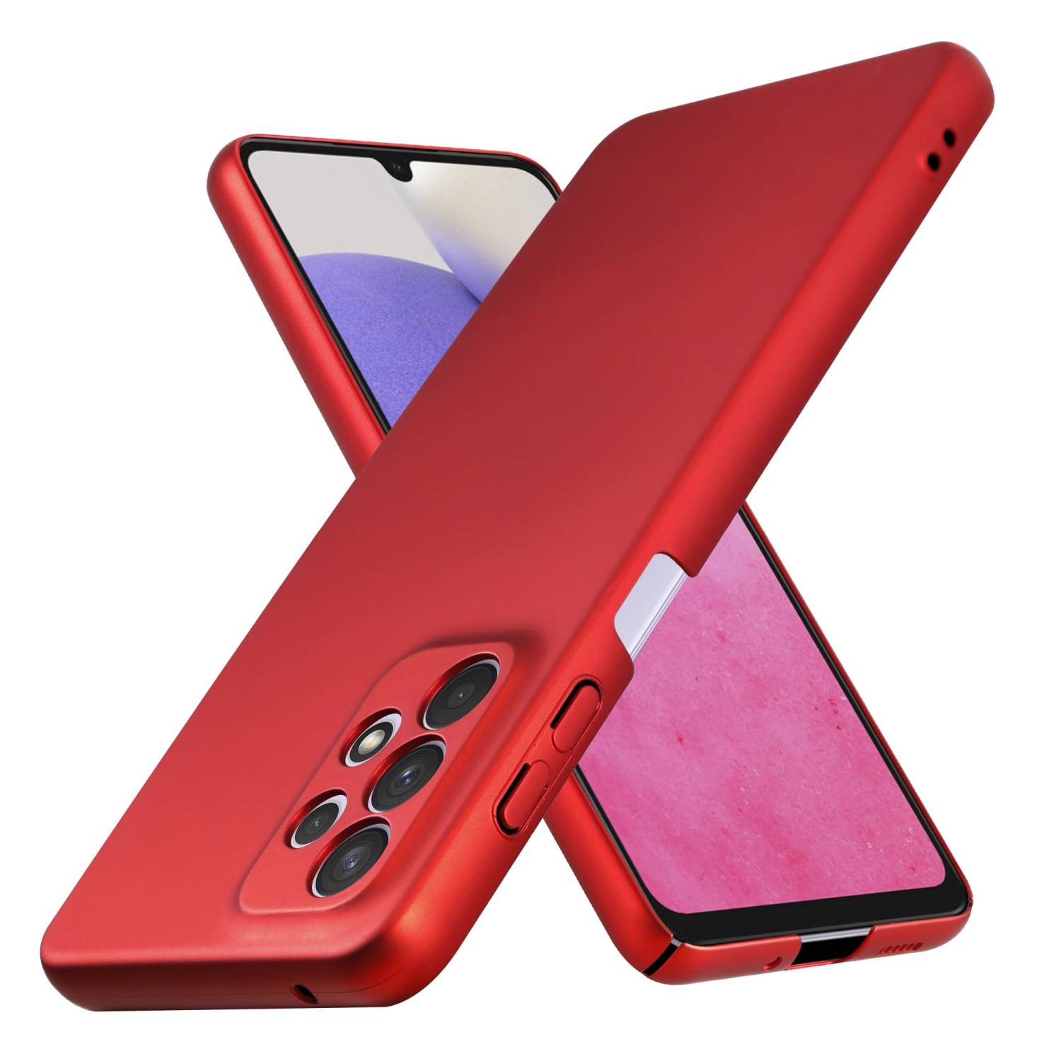 Cadorabo Hülle für Samsung Galaxy A33 5G Schutzhülle in Rot Hard Case Handy Hülle Etui