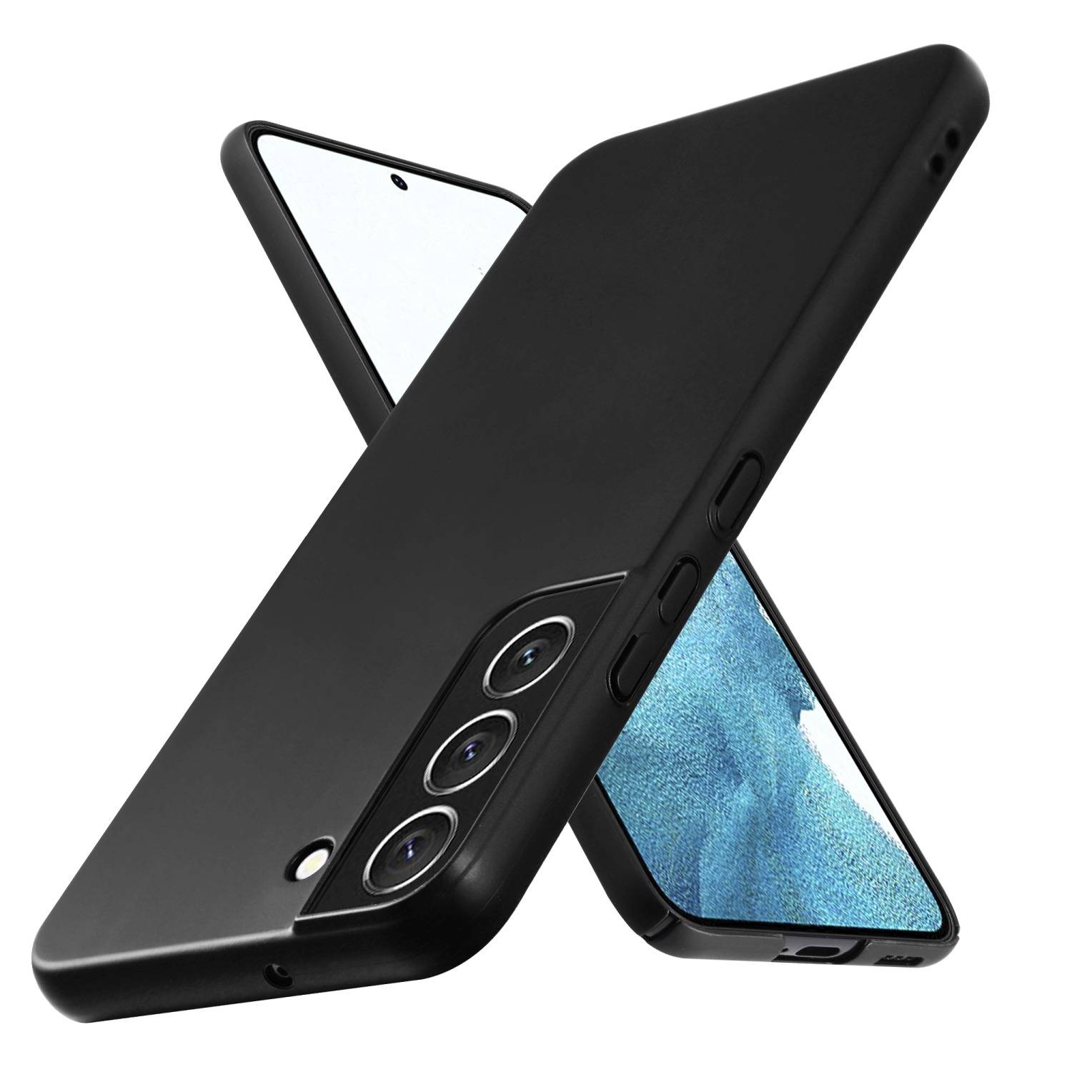 Cadorabo Hülle für Samsung Galaxy S22 Schutzhülle in Schwarz Hard Case Handy Hülle Etui