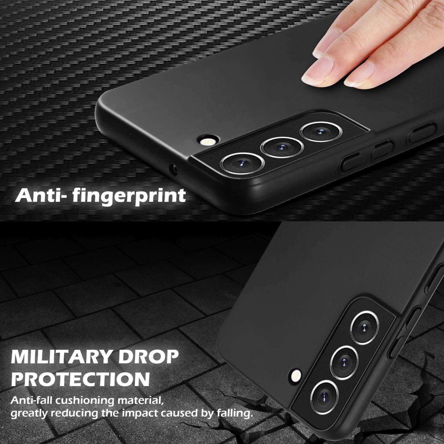 Cadorabo Hülle für Samsung Galaxy S22 Schutzhülle in Schwarz Hard Case Handy Hülle Etui