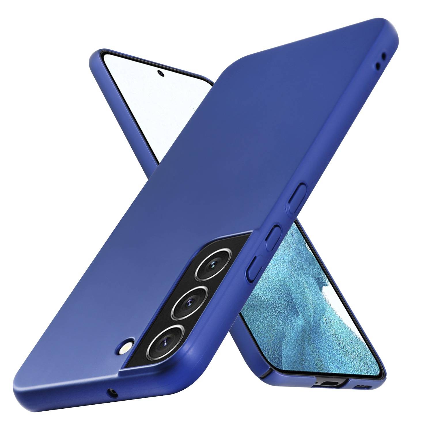 Cadorabo Hülle für Samsung Galaxy S22 Schutzhülle in Blau Hard Case Handy Hülle Etui