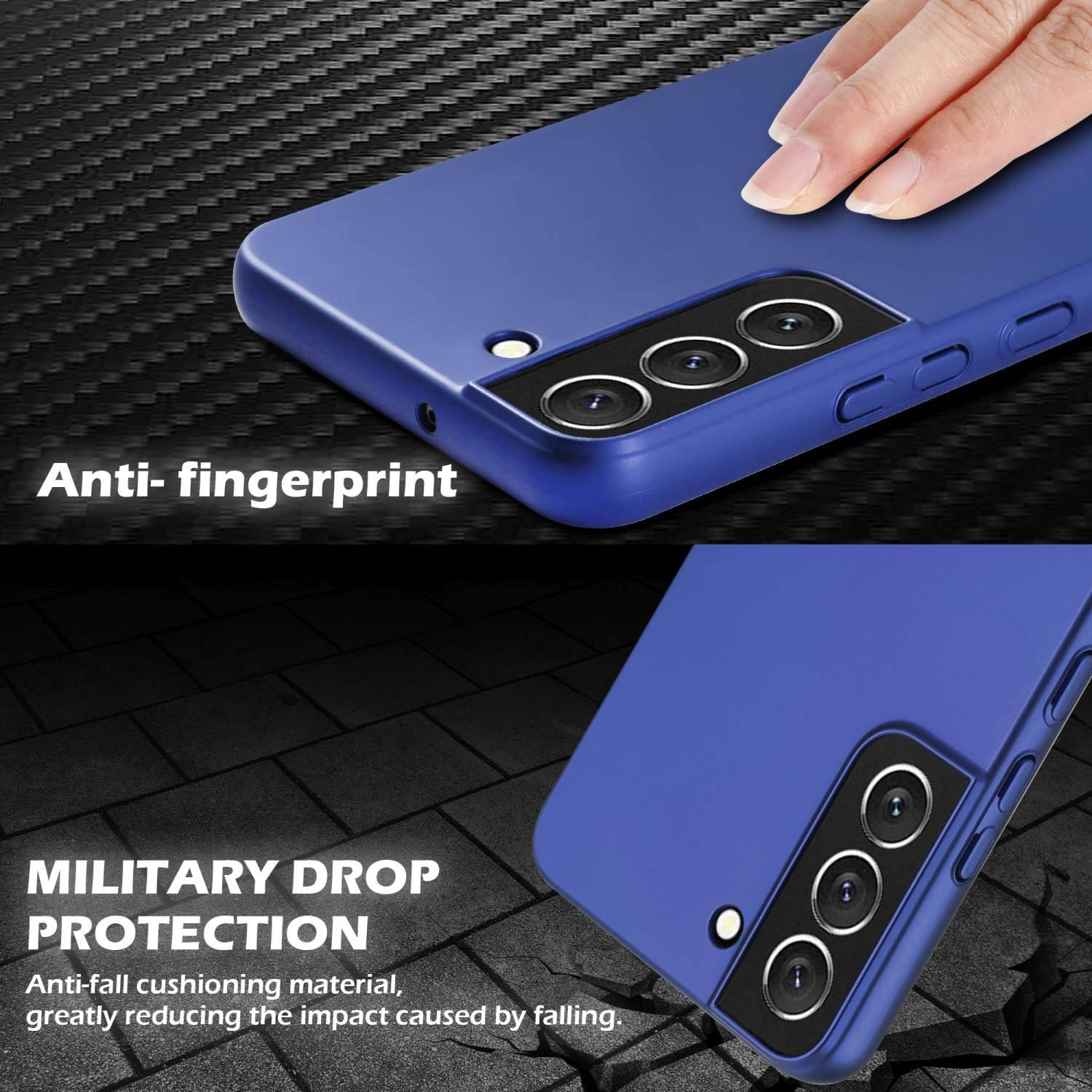 Cadorabo Hülle für Samsung Galaxy S22 Schutzhülle in Blau Hard Case Handy Hülle Etui