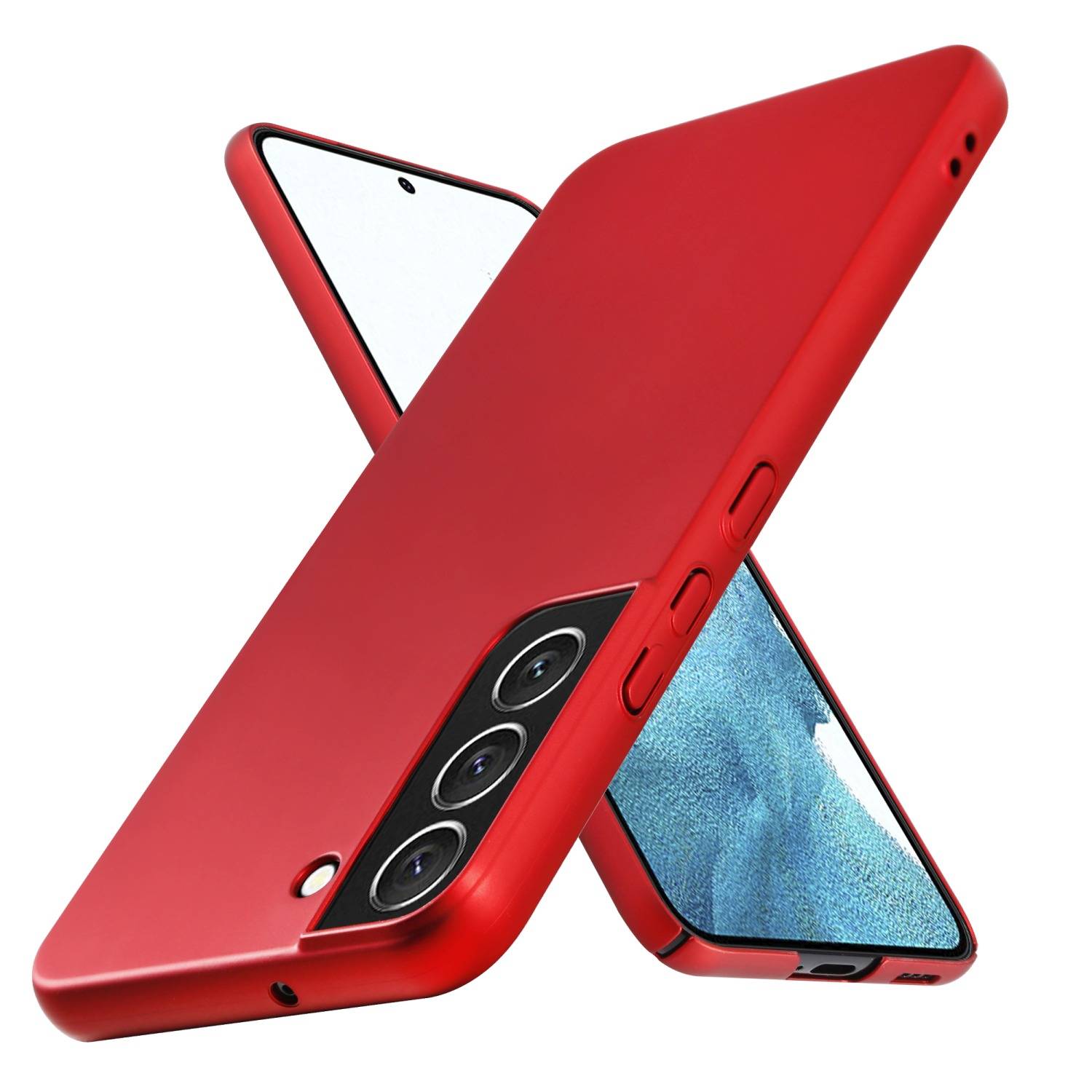 Cadorabo Hülle für Samsung Galaxy S22 Schutzhülle in Rot Hard Case Handy Hülle Etui